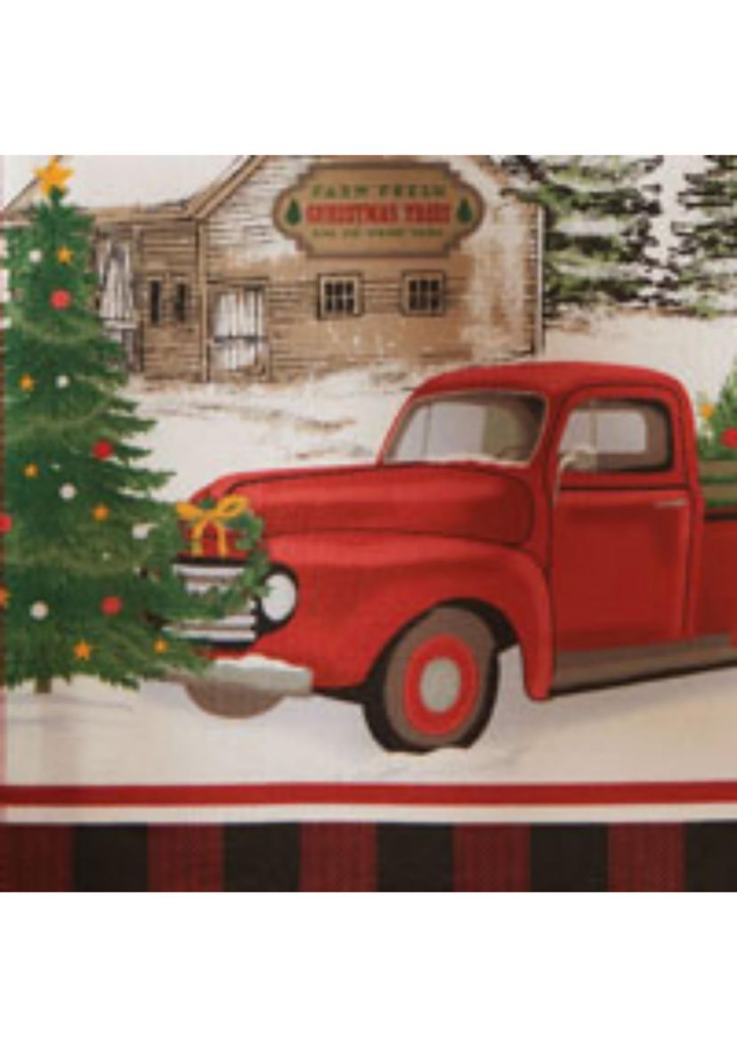 Vintage Christmas Tree Farm Holiday Table Runner - 13" x 70"