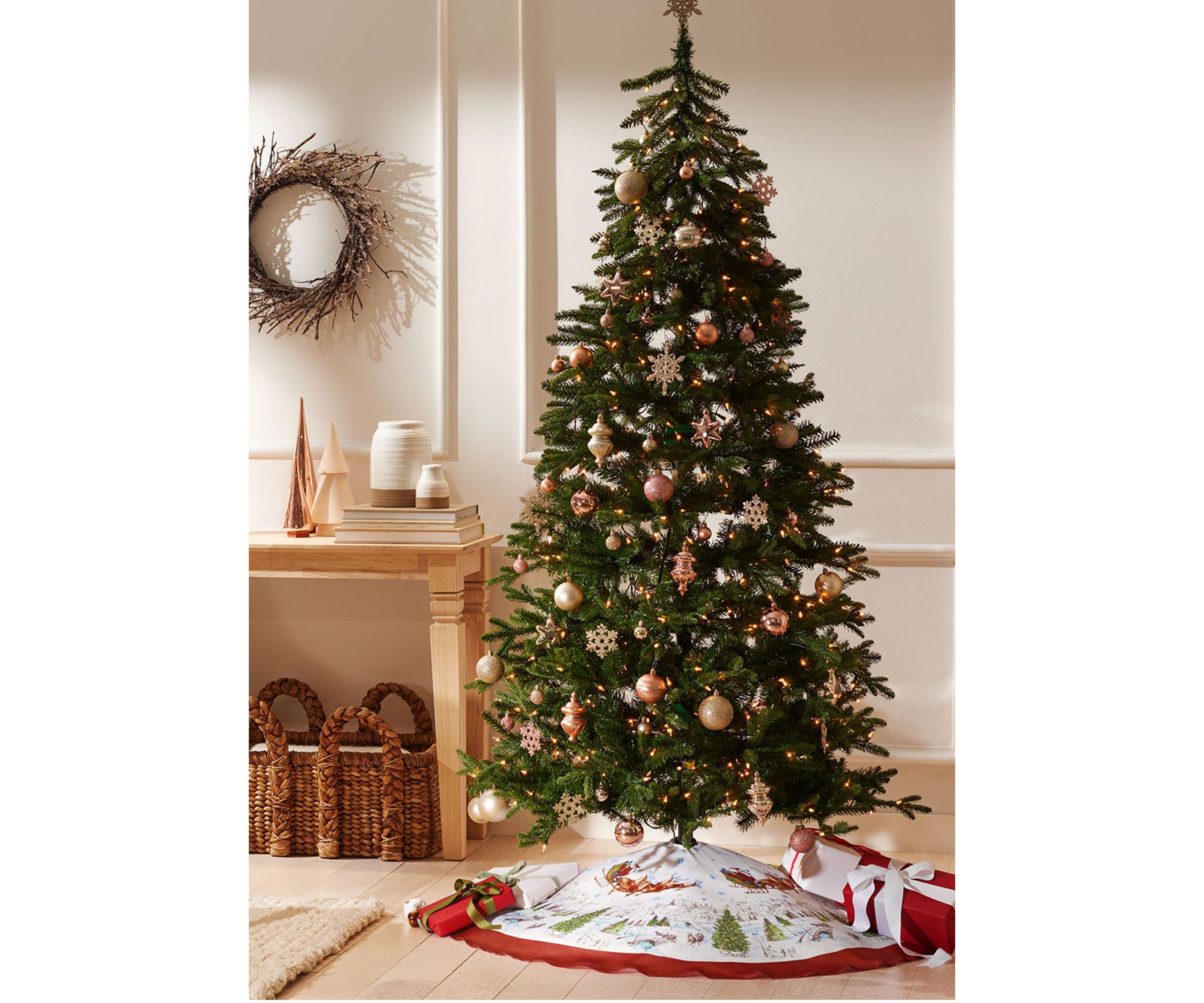 Santa’s Snowy Sleighride Christmas Tree Skirt - 48" Round