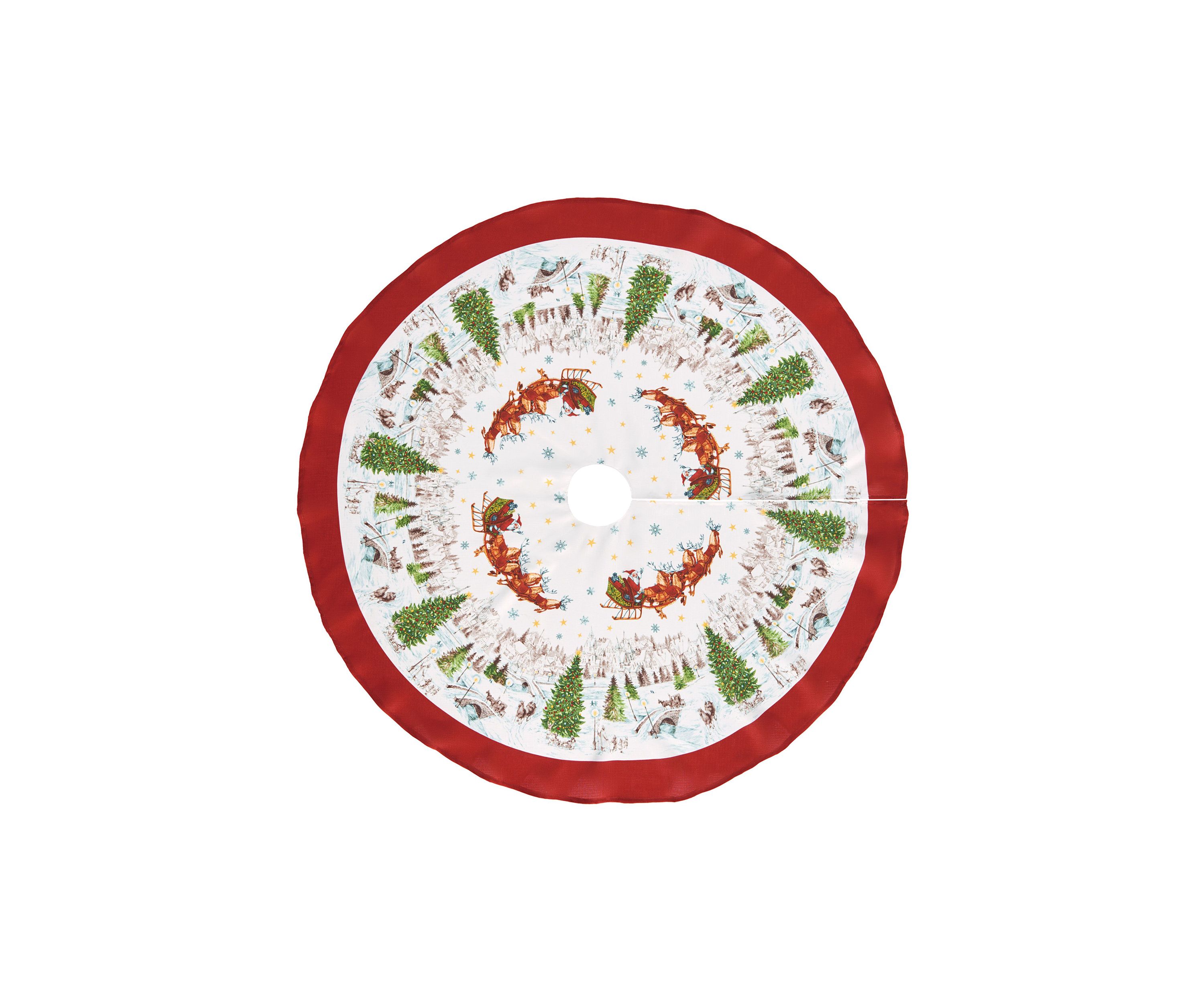 Santa’s Snowy Sleighride Christmas Tree Skirt - 48" Round