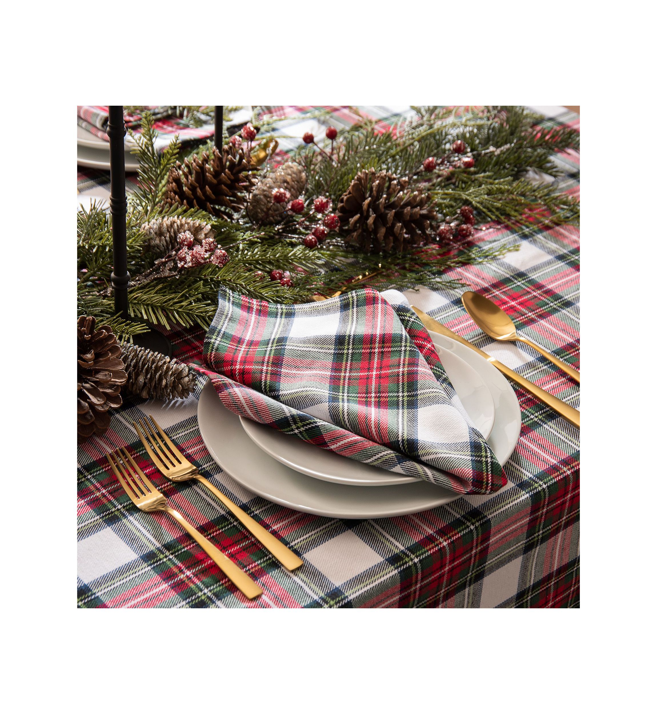 Christmas Classic Holiday Plaid Cotton Napkin Set of 8