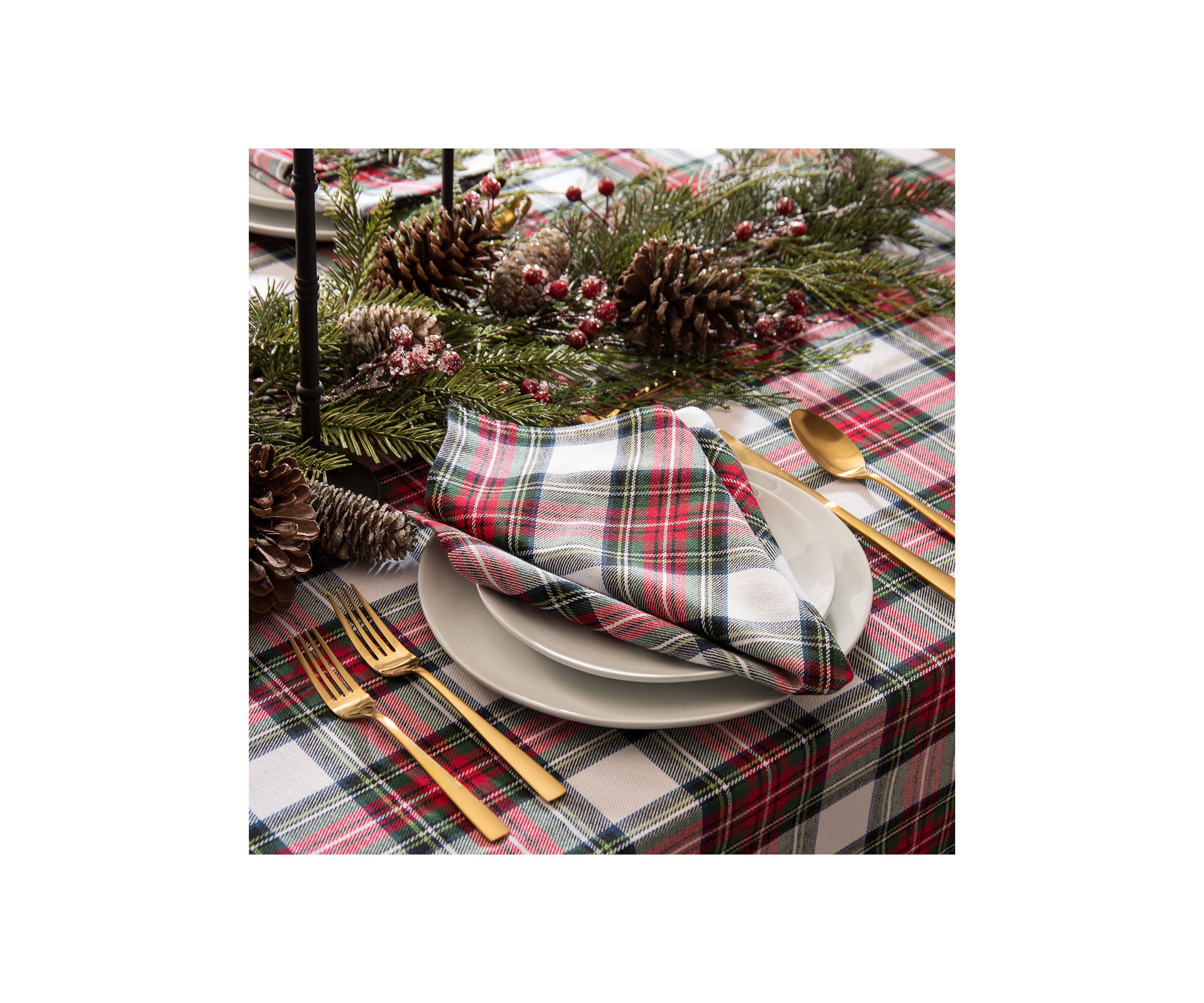 Christmas Classic Holiday Plaid Cotton Napkin Set of 8