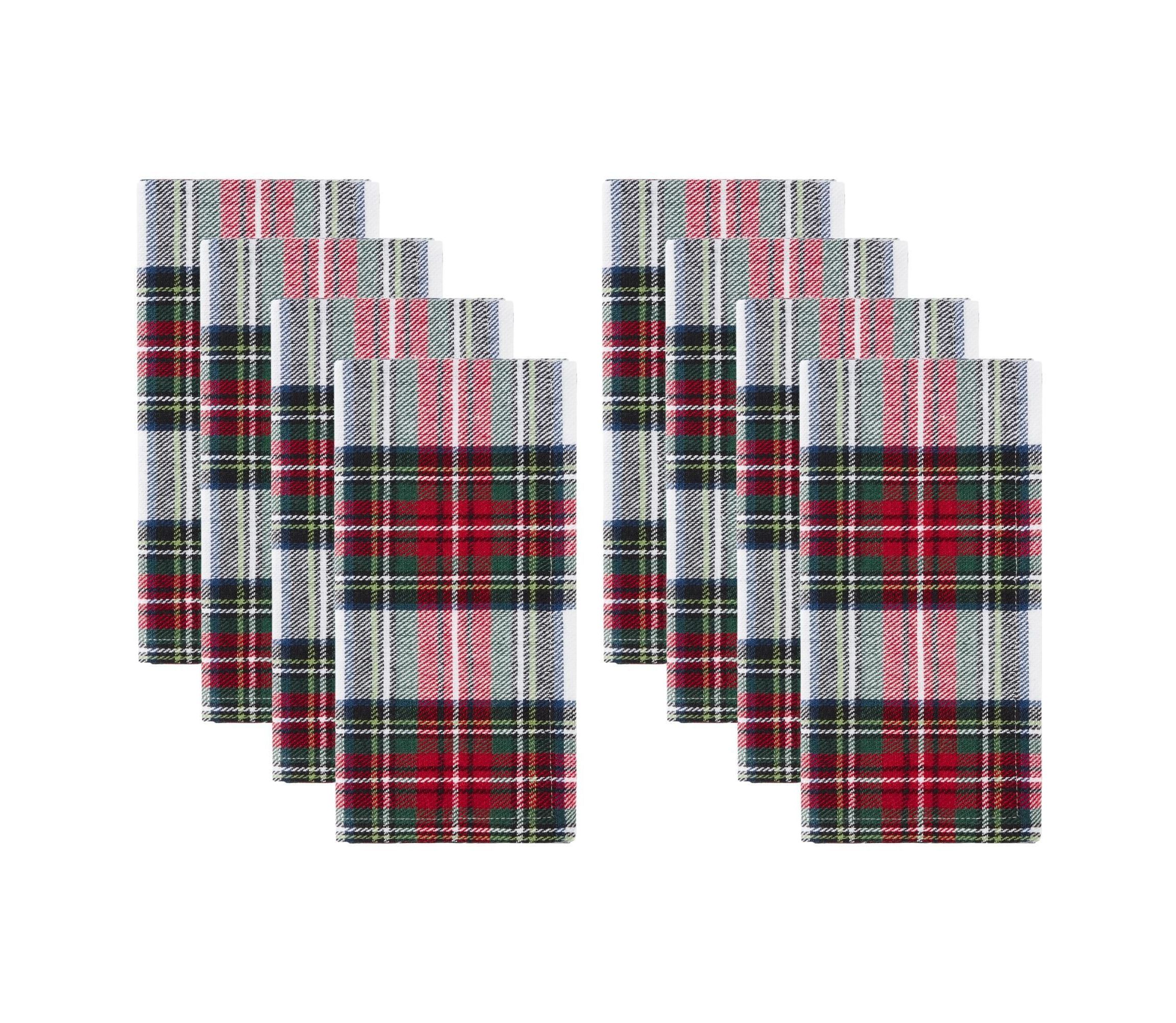 Christmas Classic Holiday Plaid Cotton Napkin Set of 8
