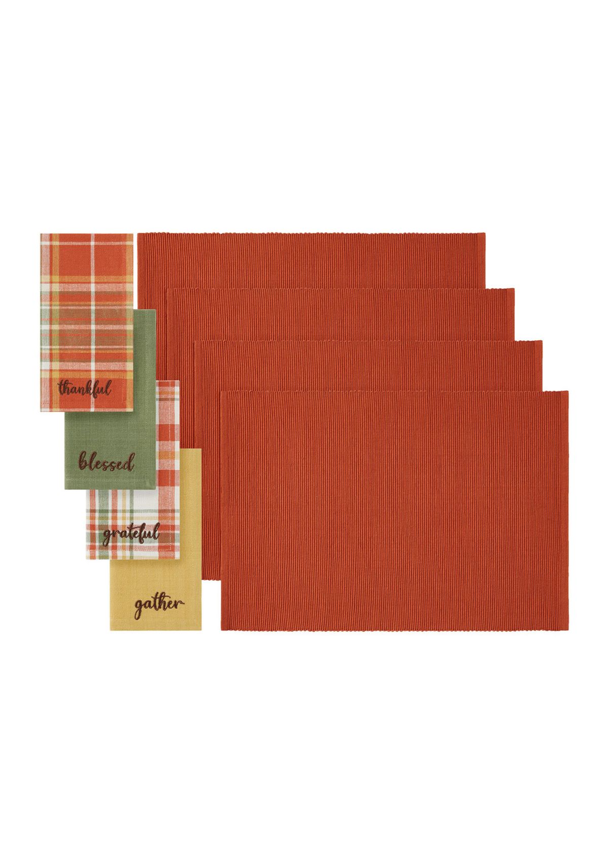 Harvest Sentiments Placemat and Napkin Value Set of 8 (4 of Each)