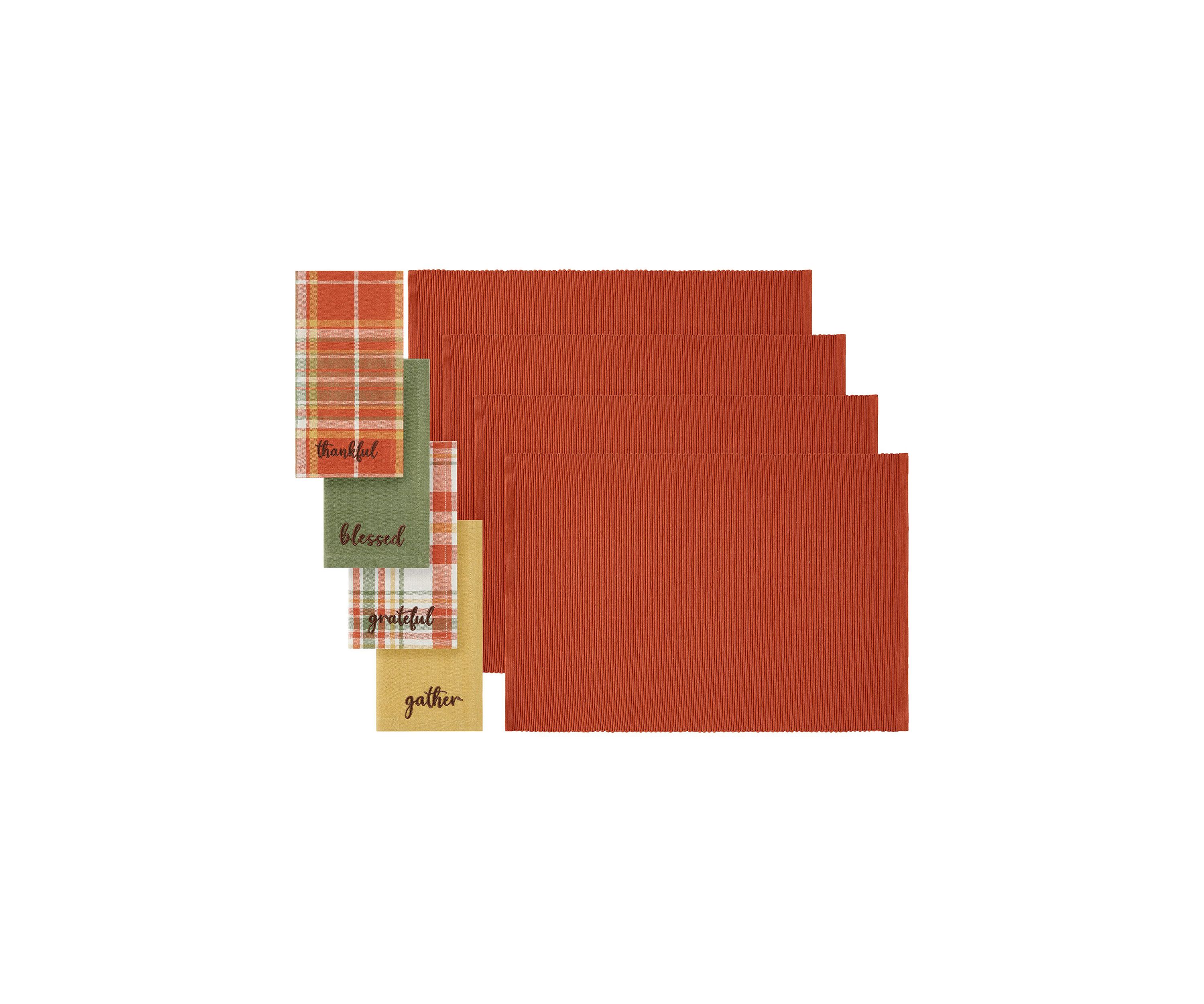 Harvest Sentiments Placemat and Napkin Value Set of 8 (4 of Each)