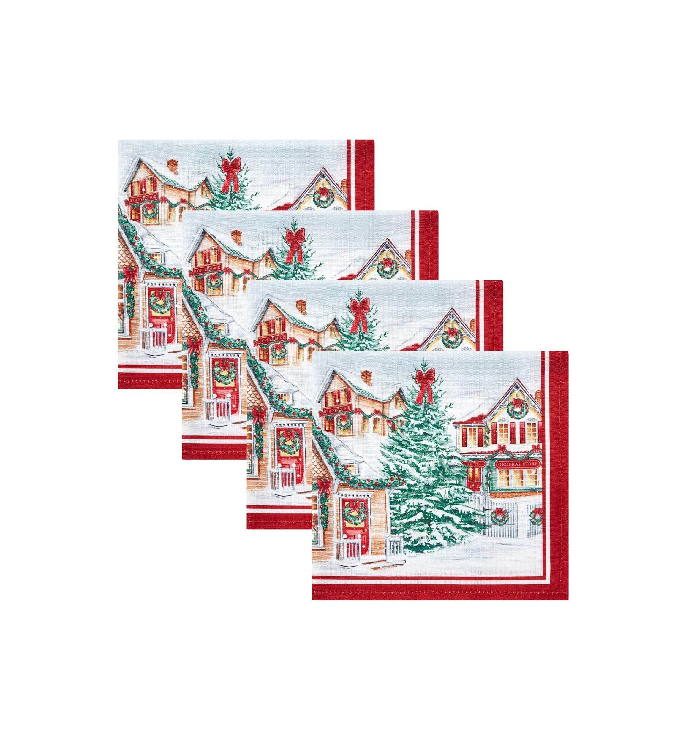 Storybook Christmas Village Holiday Napkin Set of 4