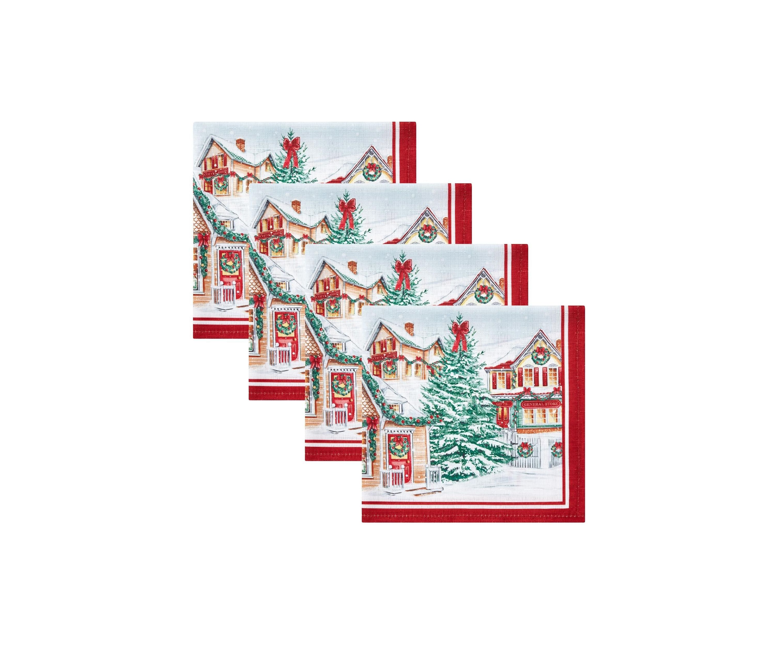 Storybook Christmas Village Holiday Napkin Set of 4