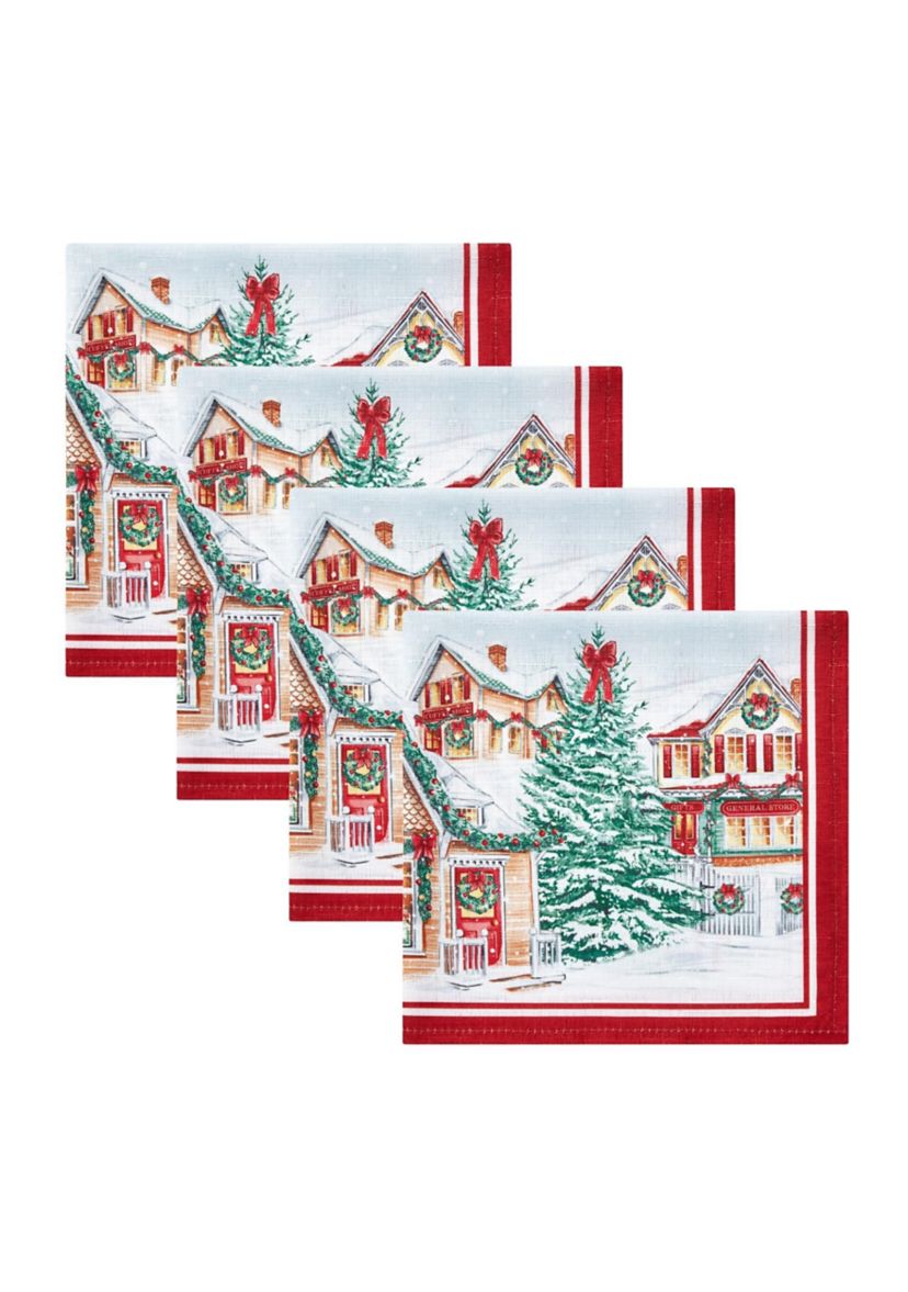 Storybook Christmas Village Holiday Napkin Set of 4