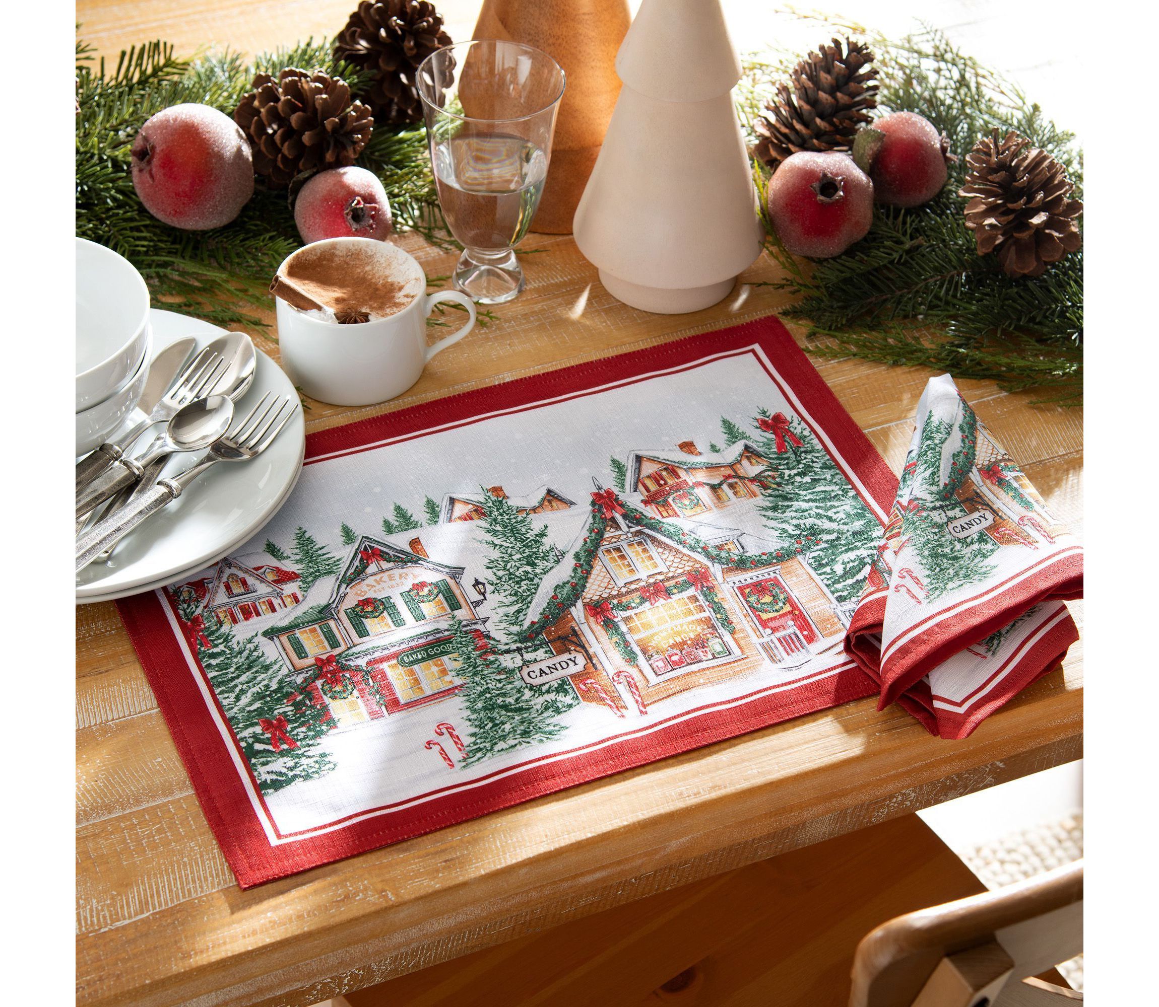 Storybook Christmas Village Holiday Napkin Set of 4