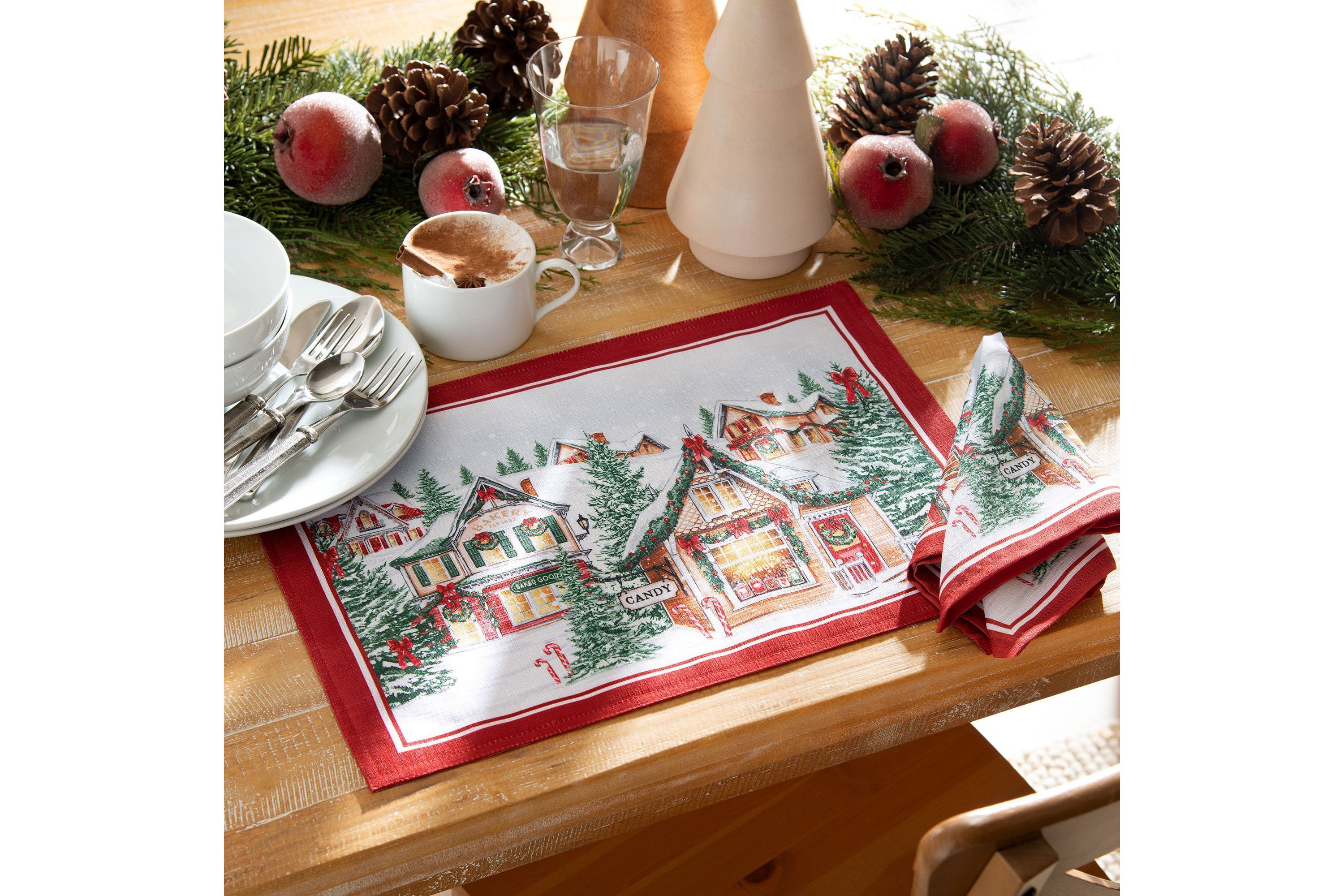 Storybook Christmas Village Holiday Napkin Set of 4