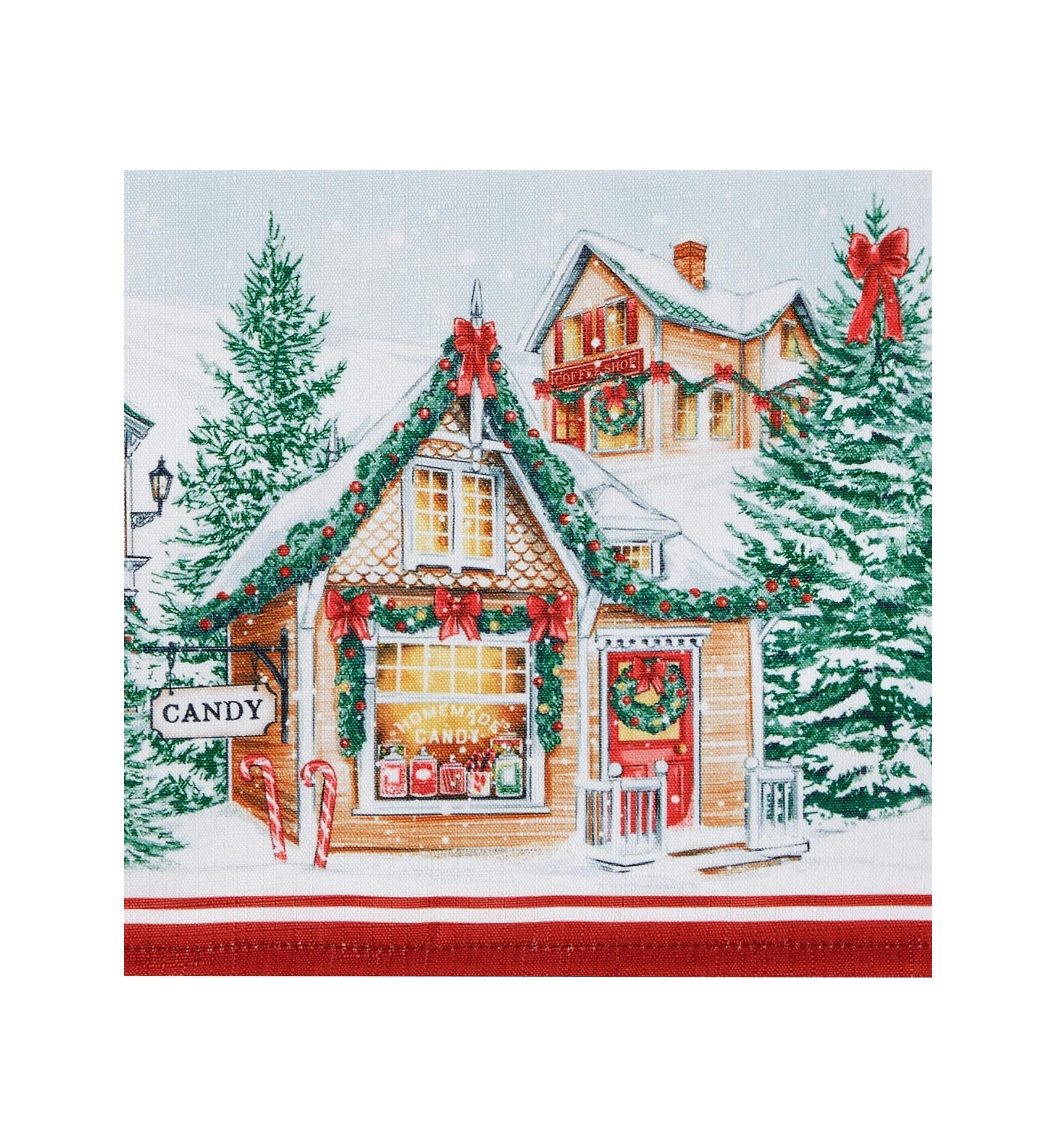 Storybook Christmas Village Holiday Oval/Round Tablecloth