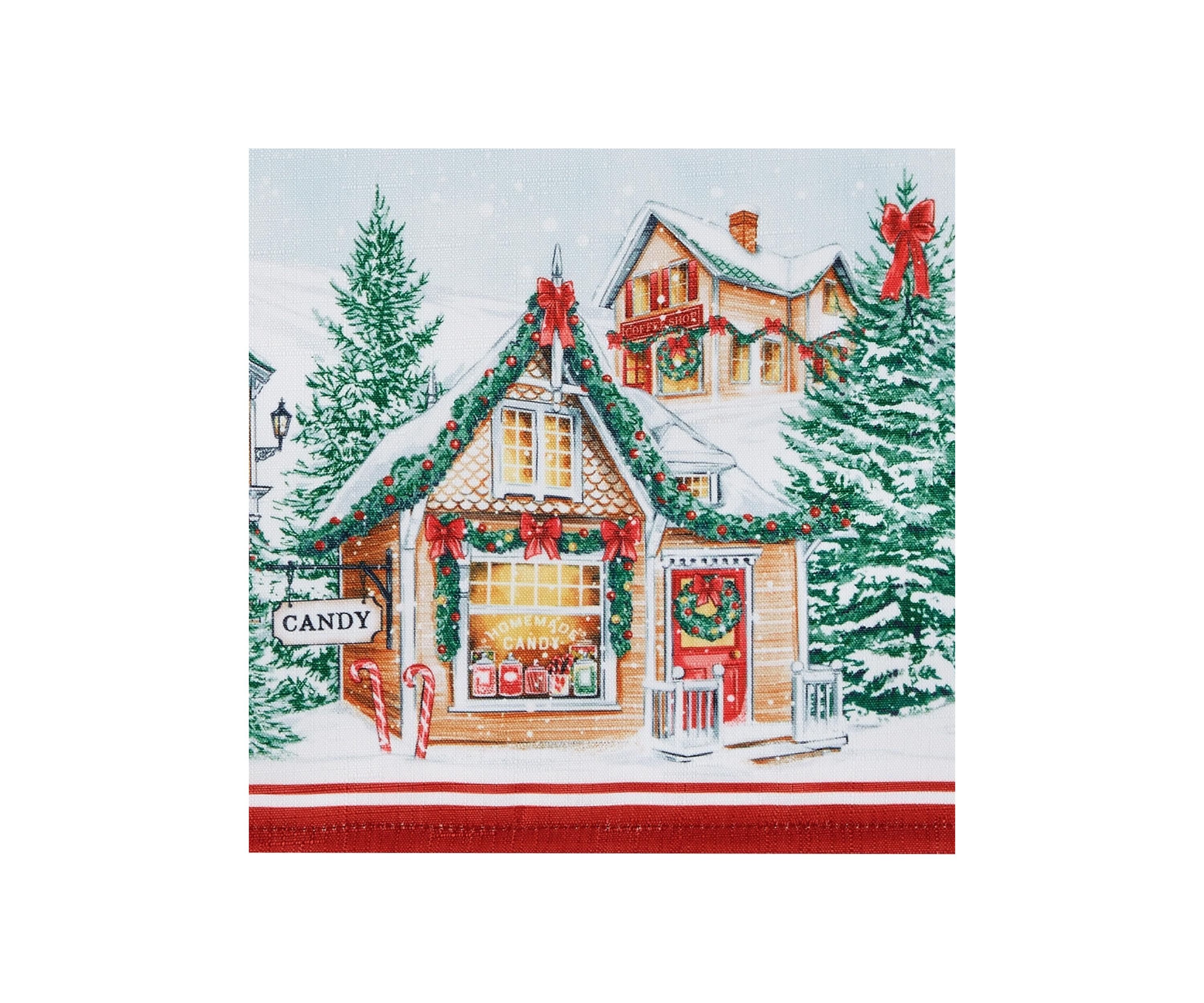Storybook Christmas Village Holiday Oval/Round Tablecloth
