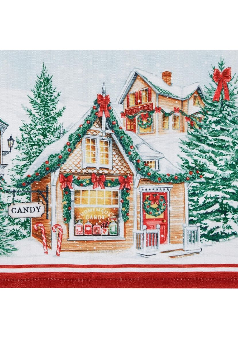 Storybook Christmas Village Holiday Oval/Round Tablecloth