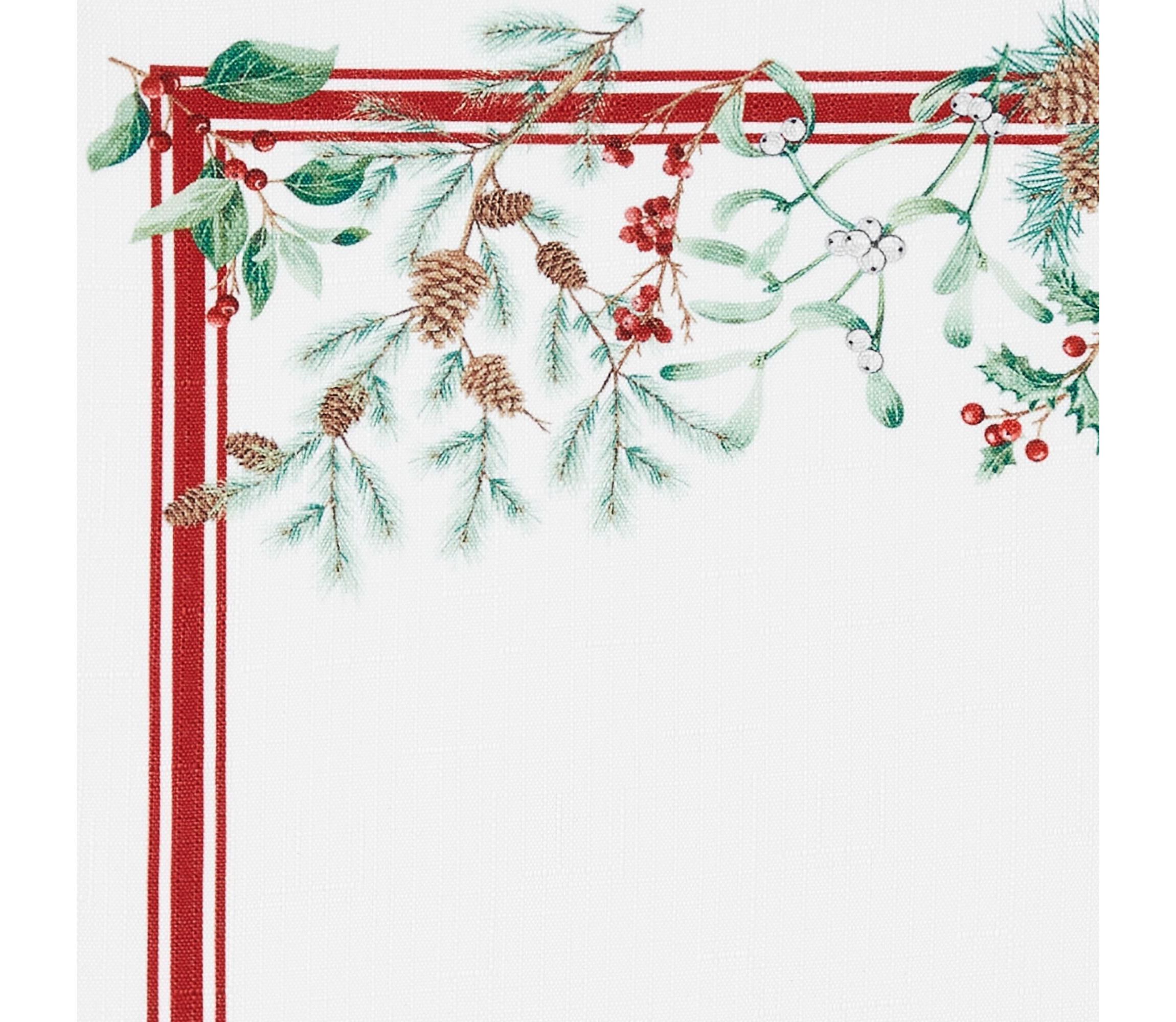 Winter Holiday Berry Fabric Oval/Round Tablecloth