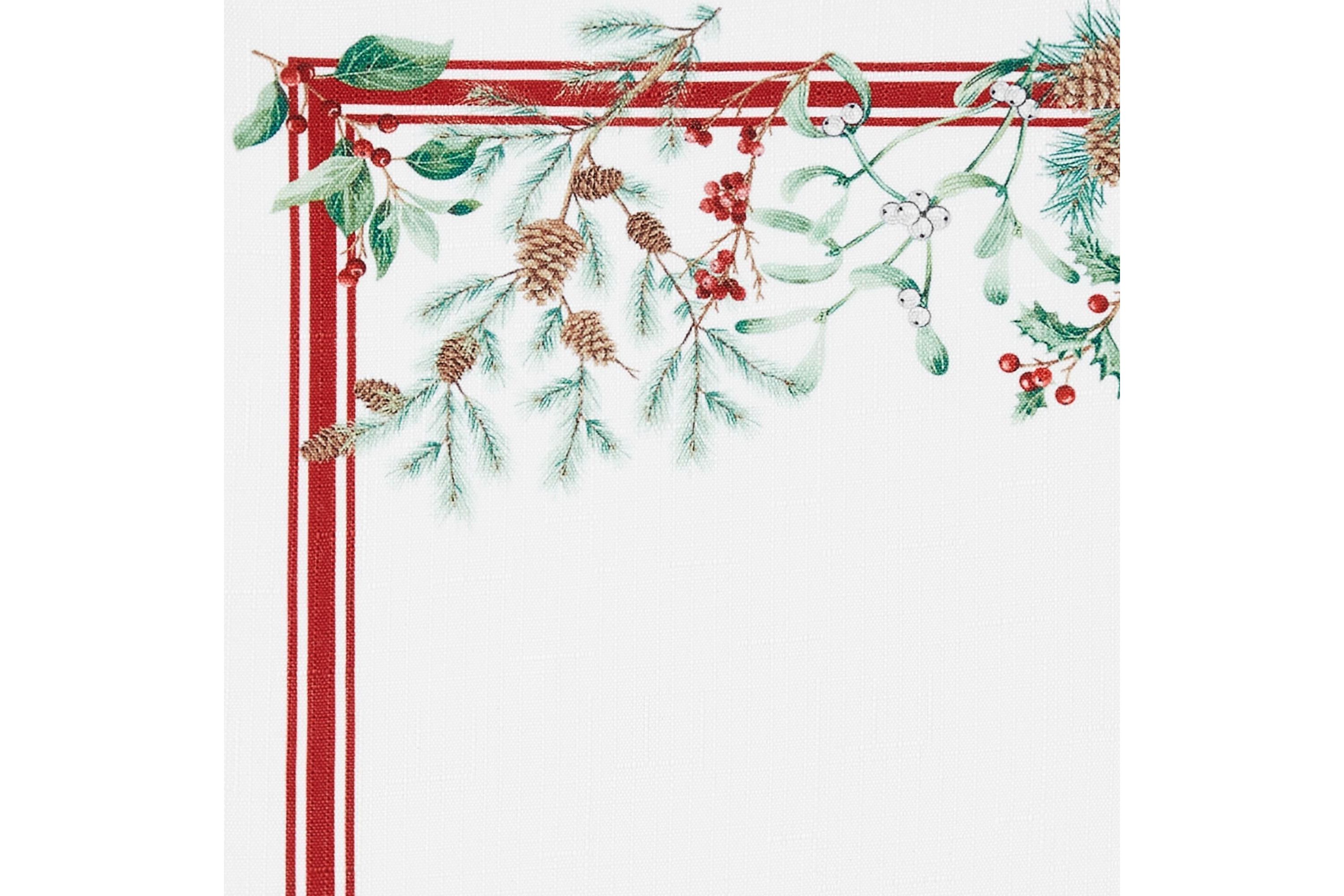 Winter Holiday Berry Fabric Oval/Round Tablecloth
