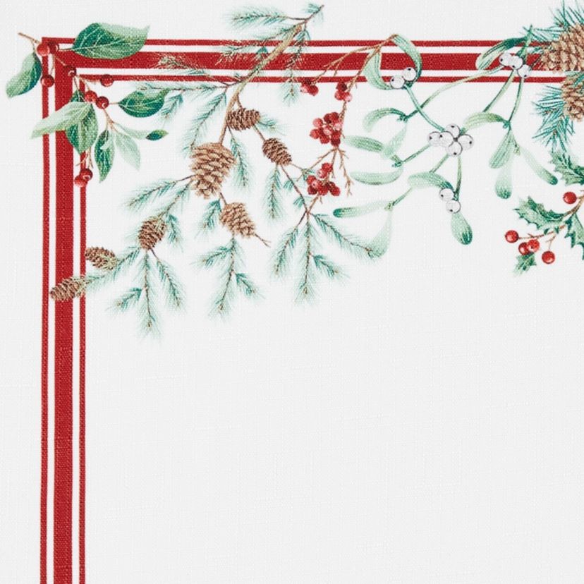 Winter Holiday Berry Fabric Oval/Round Tablecloth