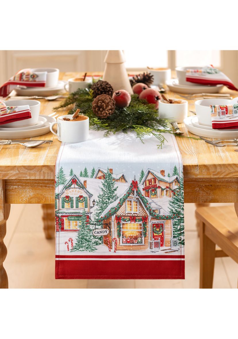 Storybook Christmas Village Holiday Table Runner - 13" x 70"