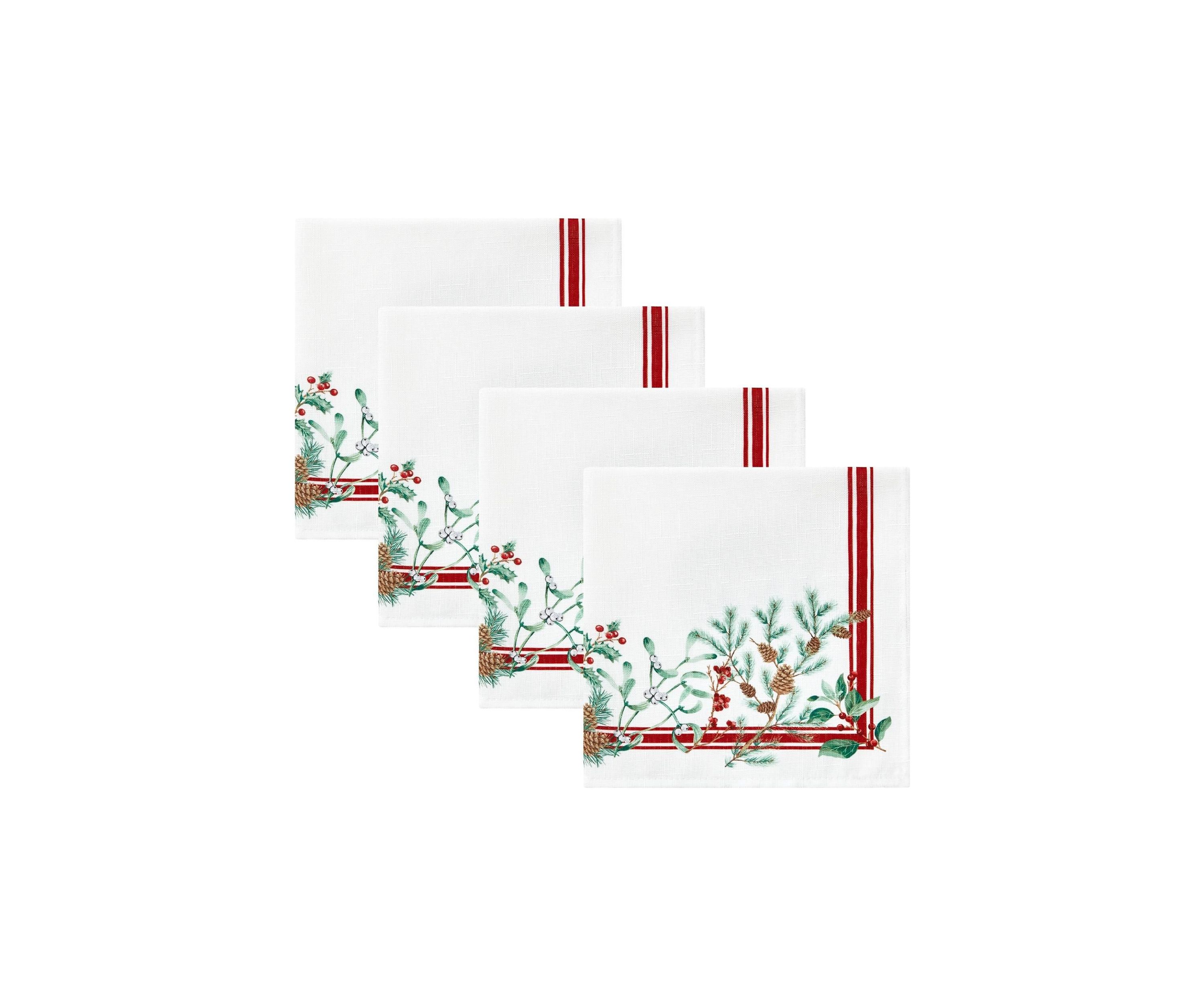 Winter Holiday Berry Fabric Napkin Set of 4