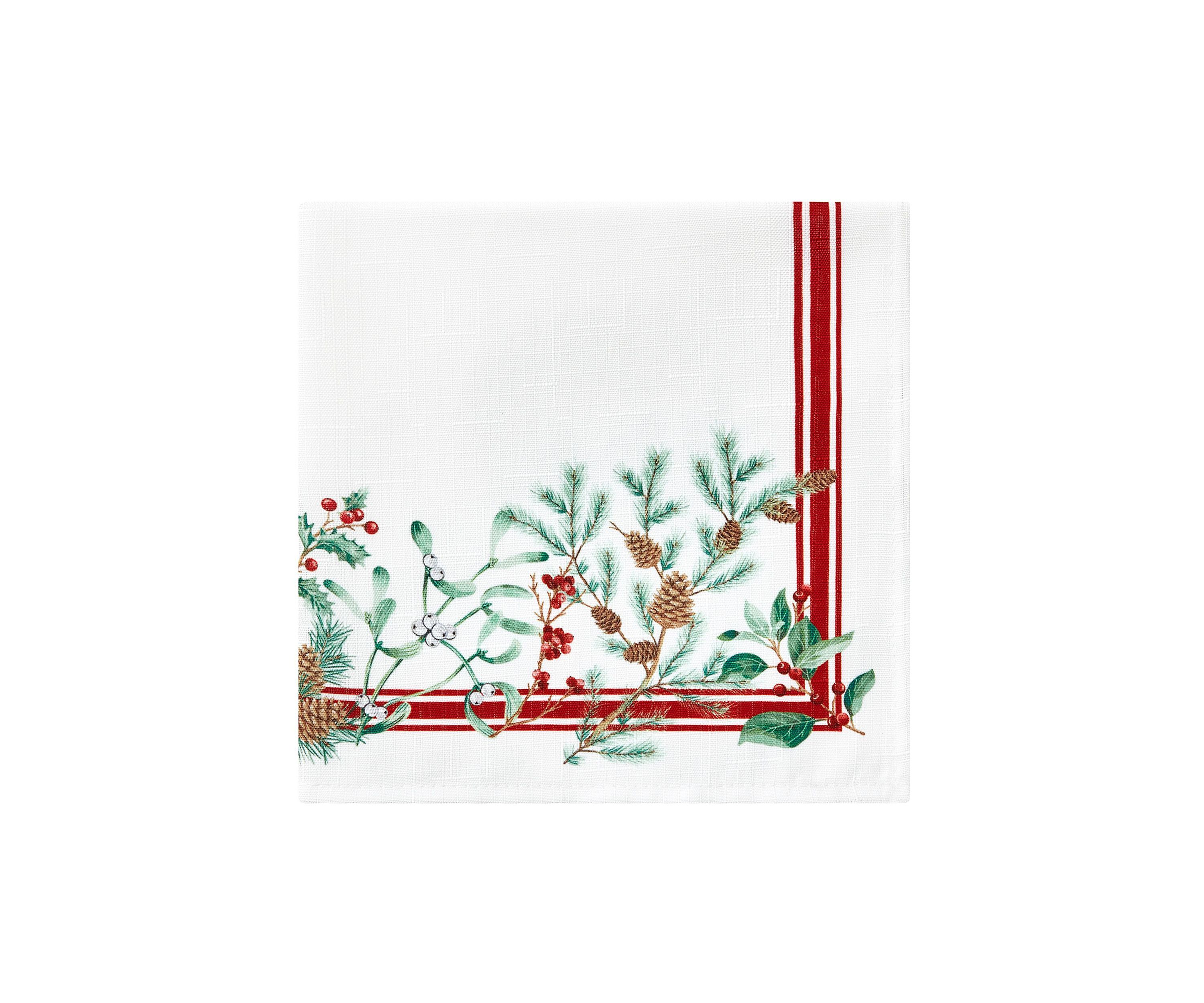 Winter Holiday Berry Fabric Napkin Set of 4