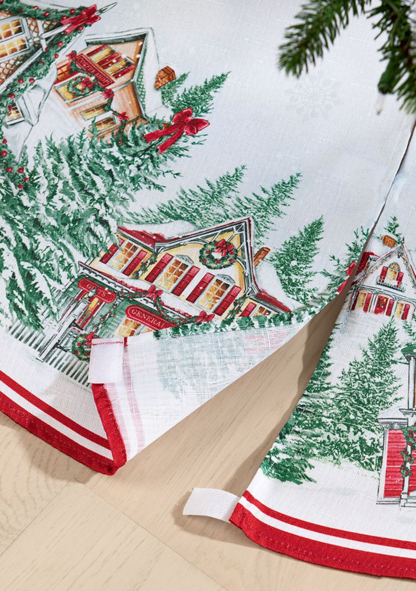 Storybook Christmas Village Holiday Round Tree Skirt - 48" Round