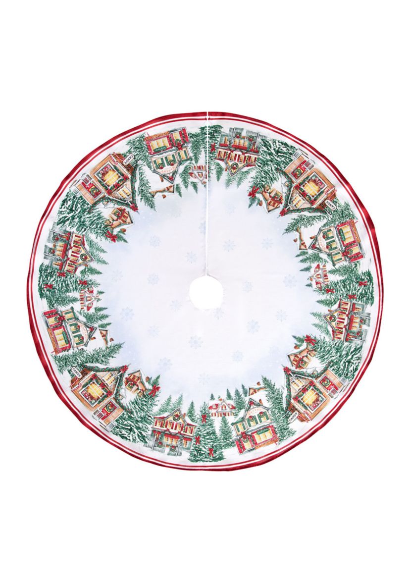 Storybook Christmas Village Holiday Round Tree Skirt - 48" Round
