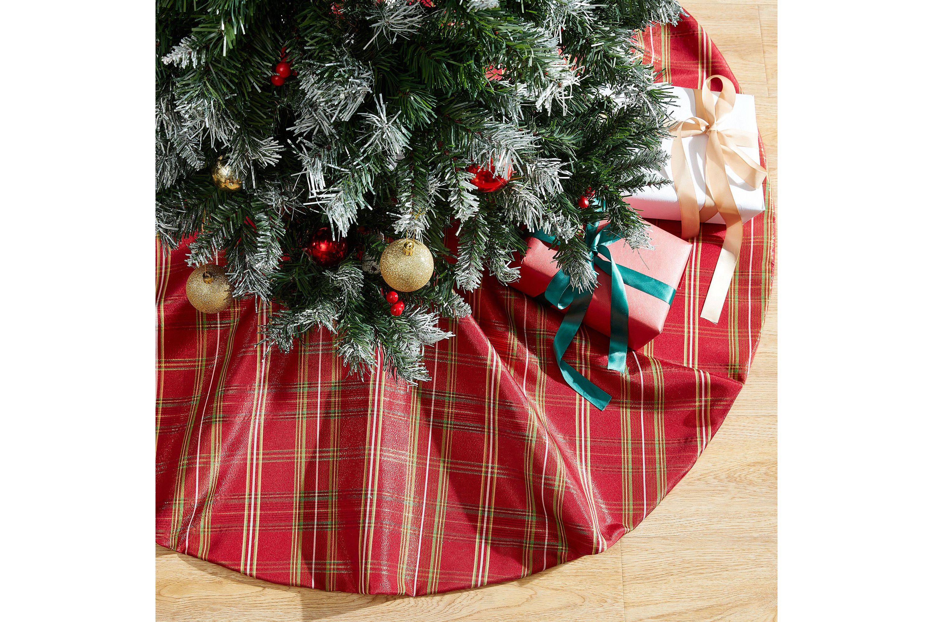 Shimmering Plaid Holiday Tree Skirt - 48" Round