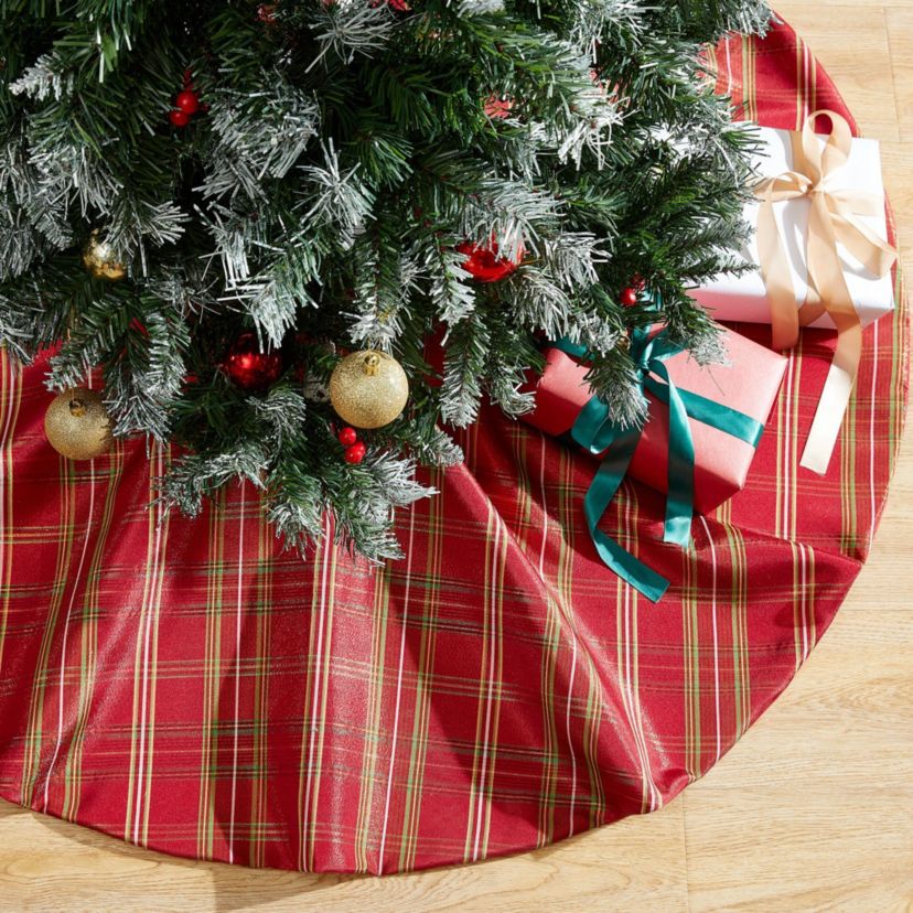 Shimmering Plaid Holiday Tree Skirt - 48" Round