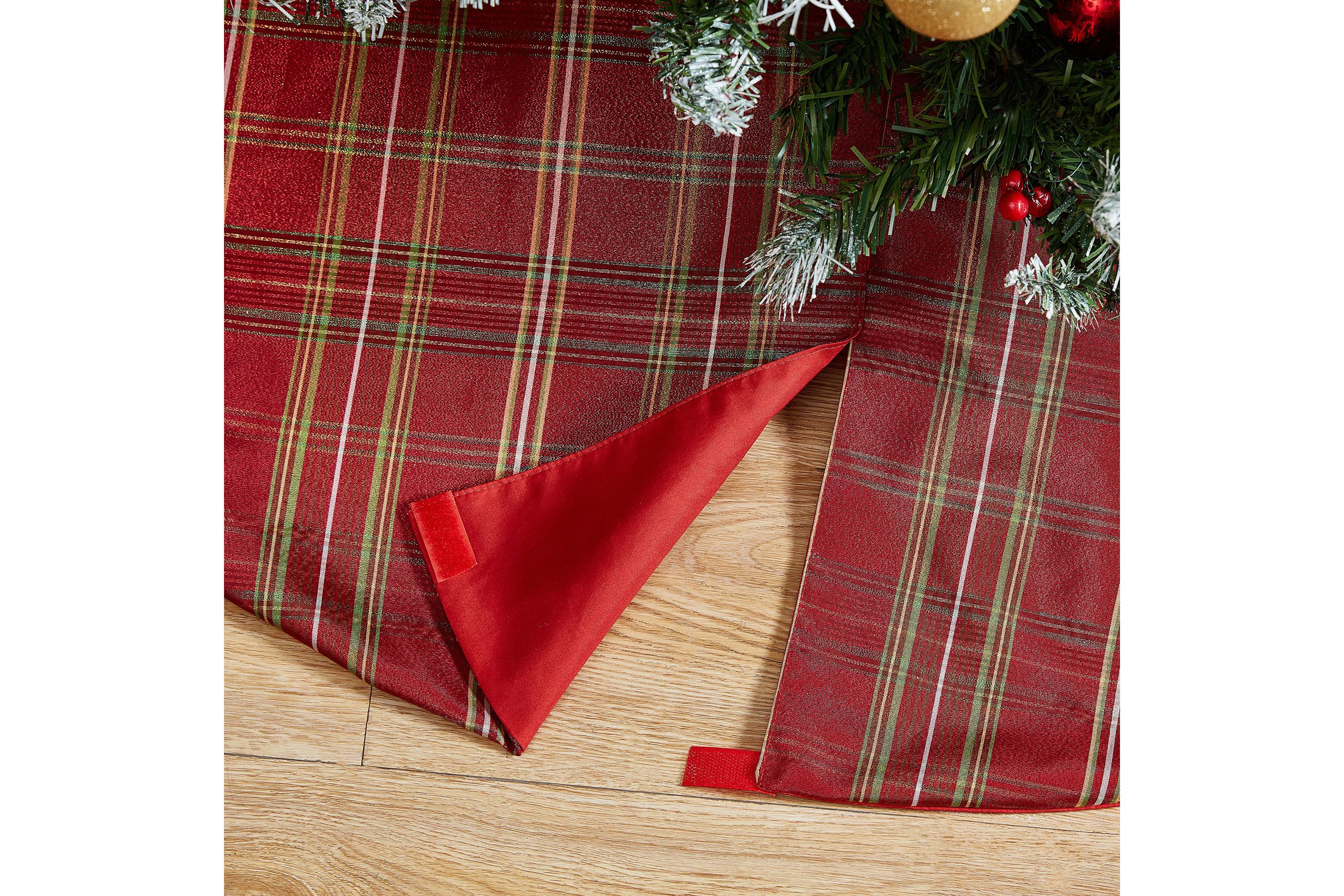 Shimmering Plaid Holiday Tree Skirt - 48" Round
