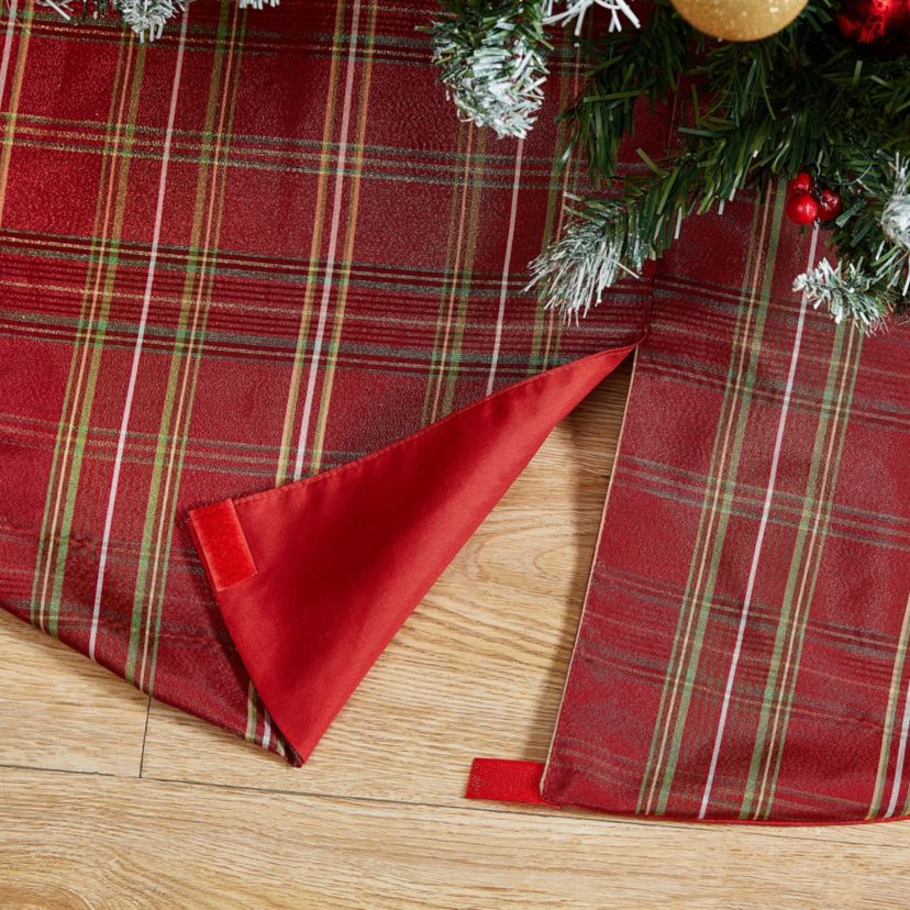 Shimmering Plaid Holiday Tree Skirt - 48" Round