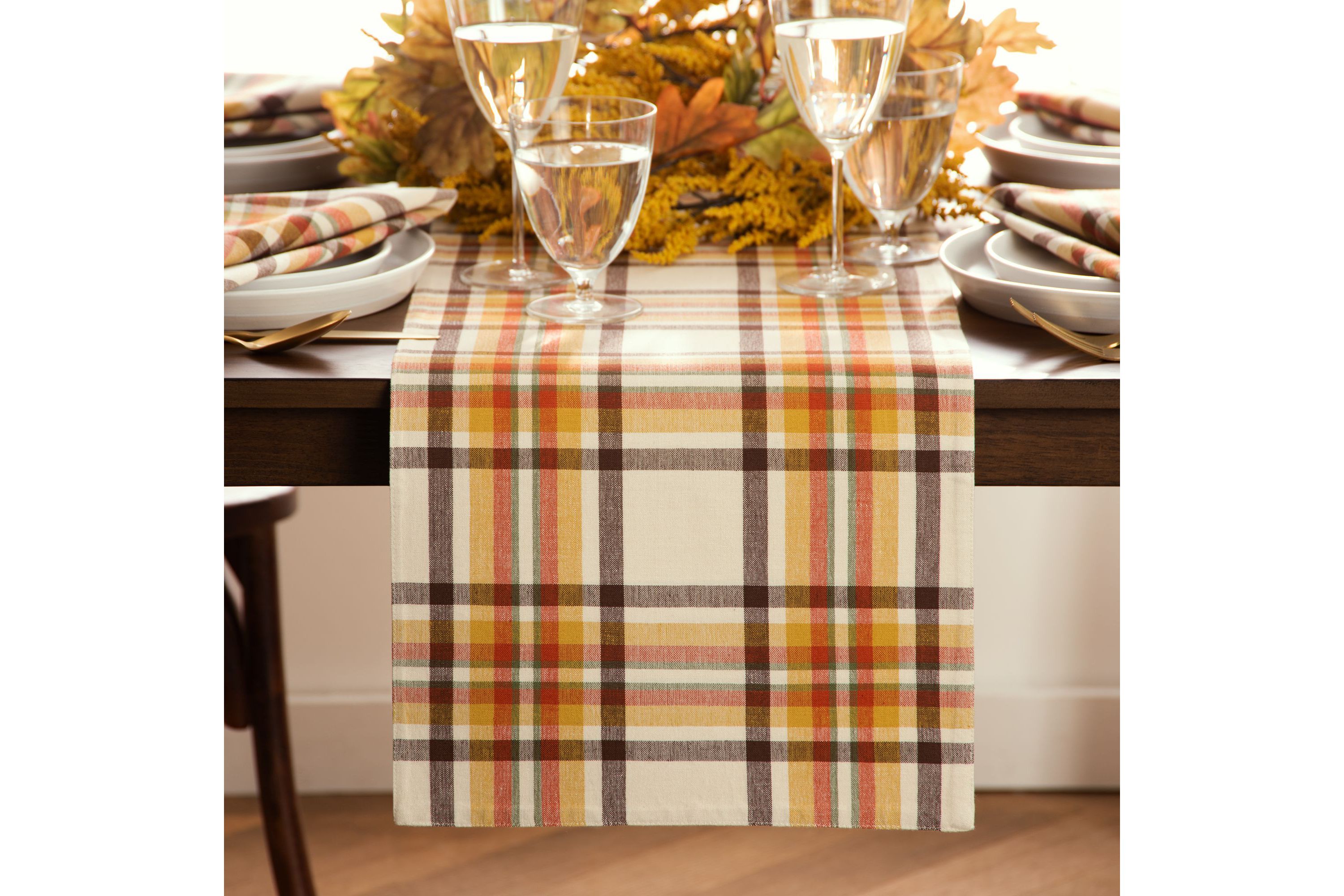 Russet Harvest Woven Plaid Table Runner, 13 in. x 70in.