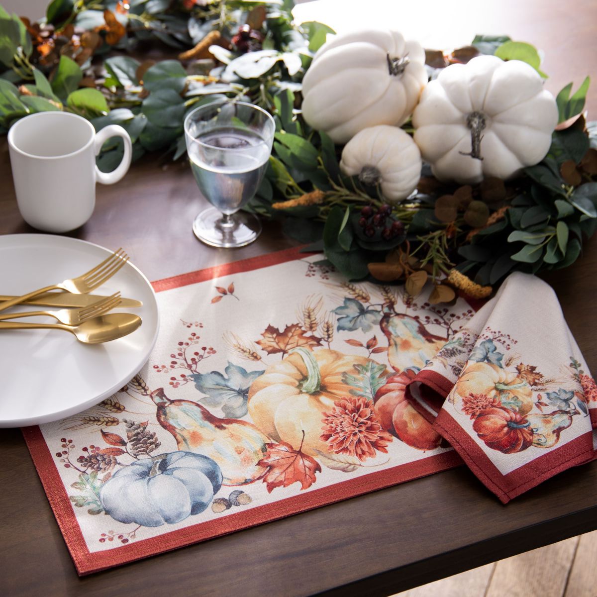 Botanical Harvest Pumpkin Engineered Placemats, Set of 4 - 13 in. x 19 in.