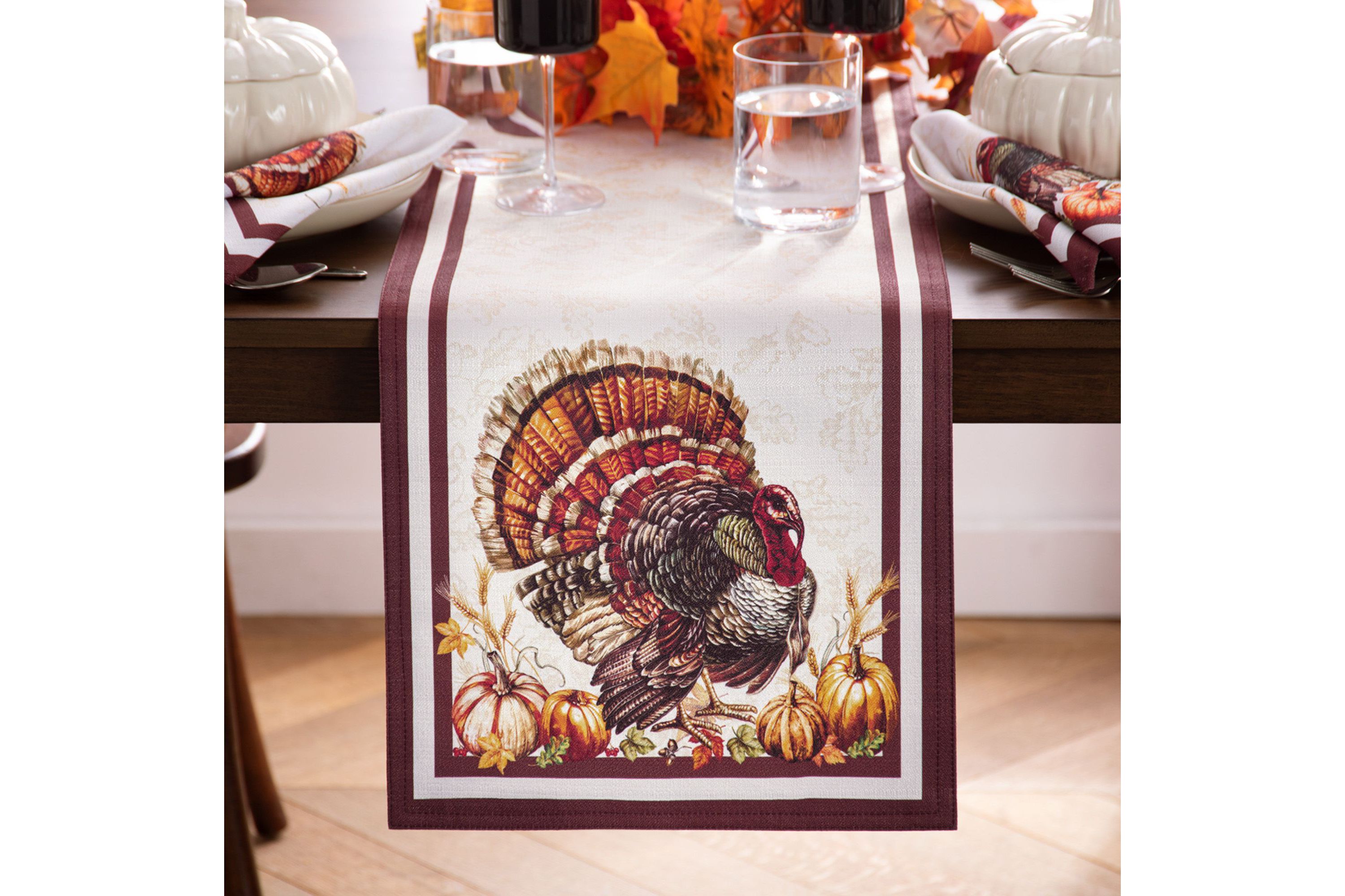 Autumn Heritage Turkey Engineered Table Runner, 13 in. x 70in.