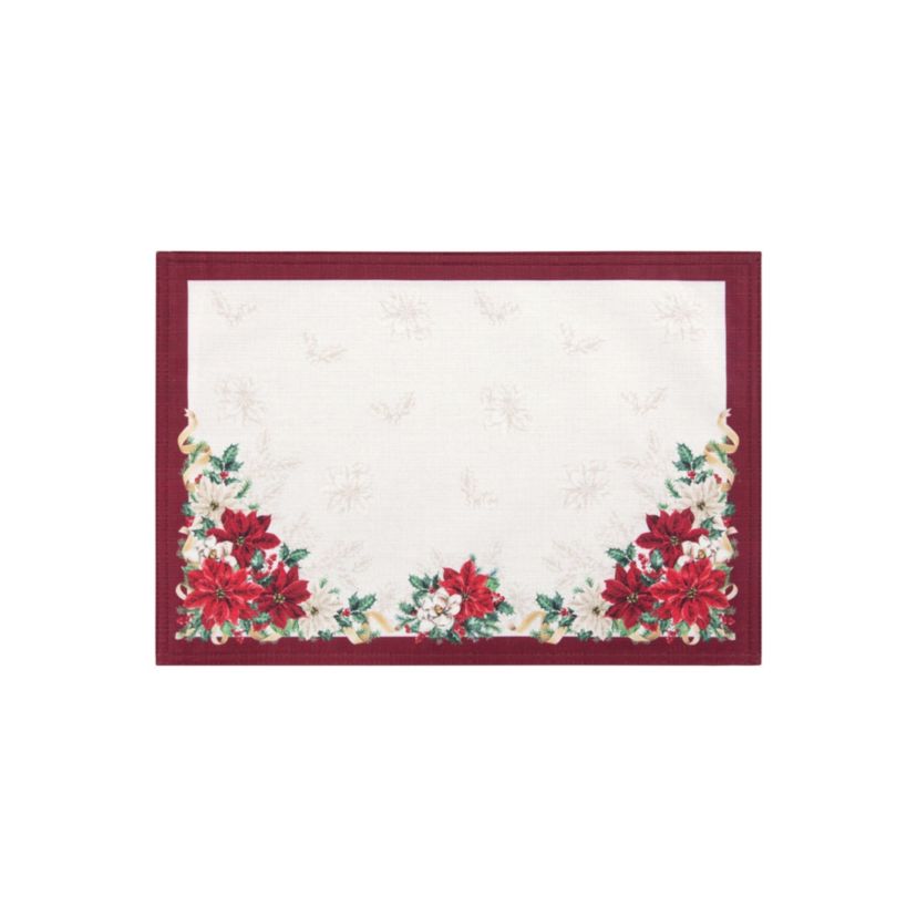 Poinsettia Garlands Engineered Placemats - Set of 4, 13x19