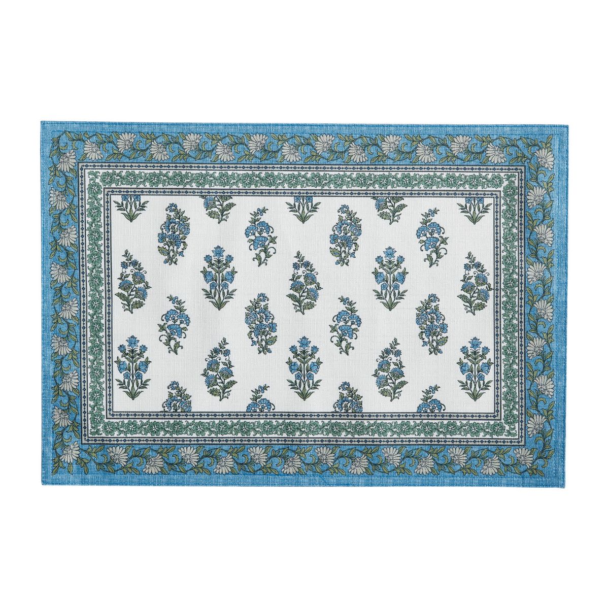 Tropez Block Print Stain & Water Resistant Indoor/Outdoor Placemats, Set of 4 - 13x19