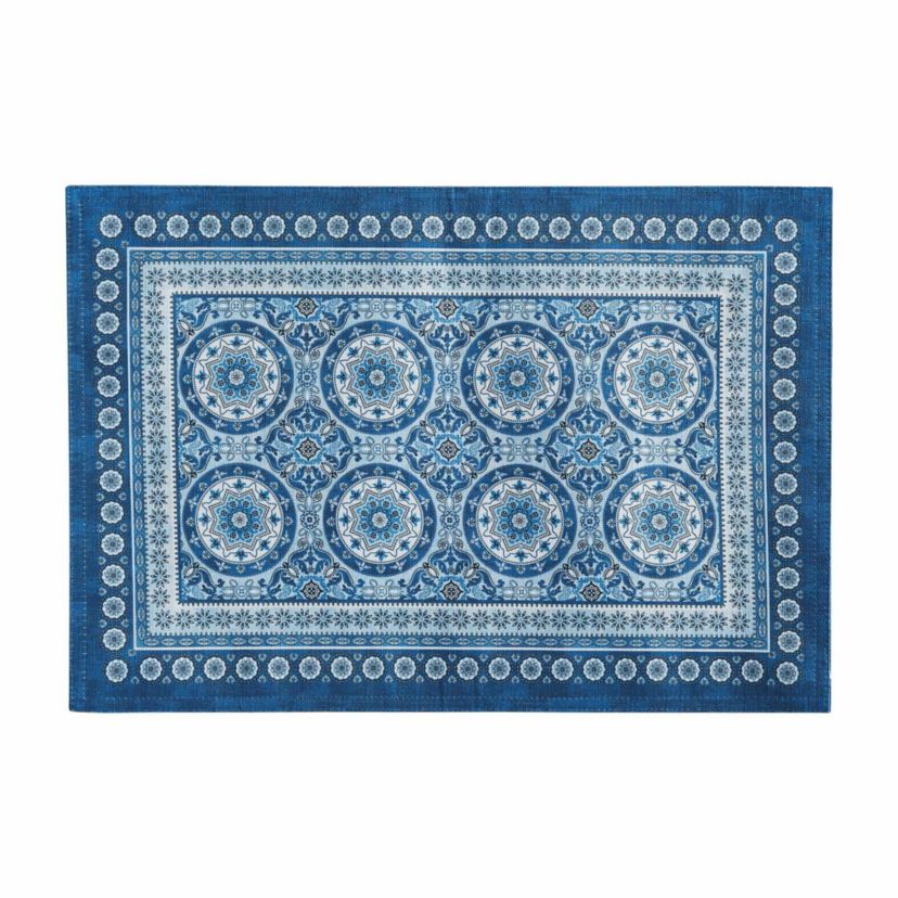 Vietri Medallion Block Print Stain & Water Resistant Indoor/Outdoor Placemats, Set of 4 - 13x19