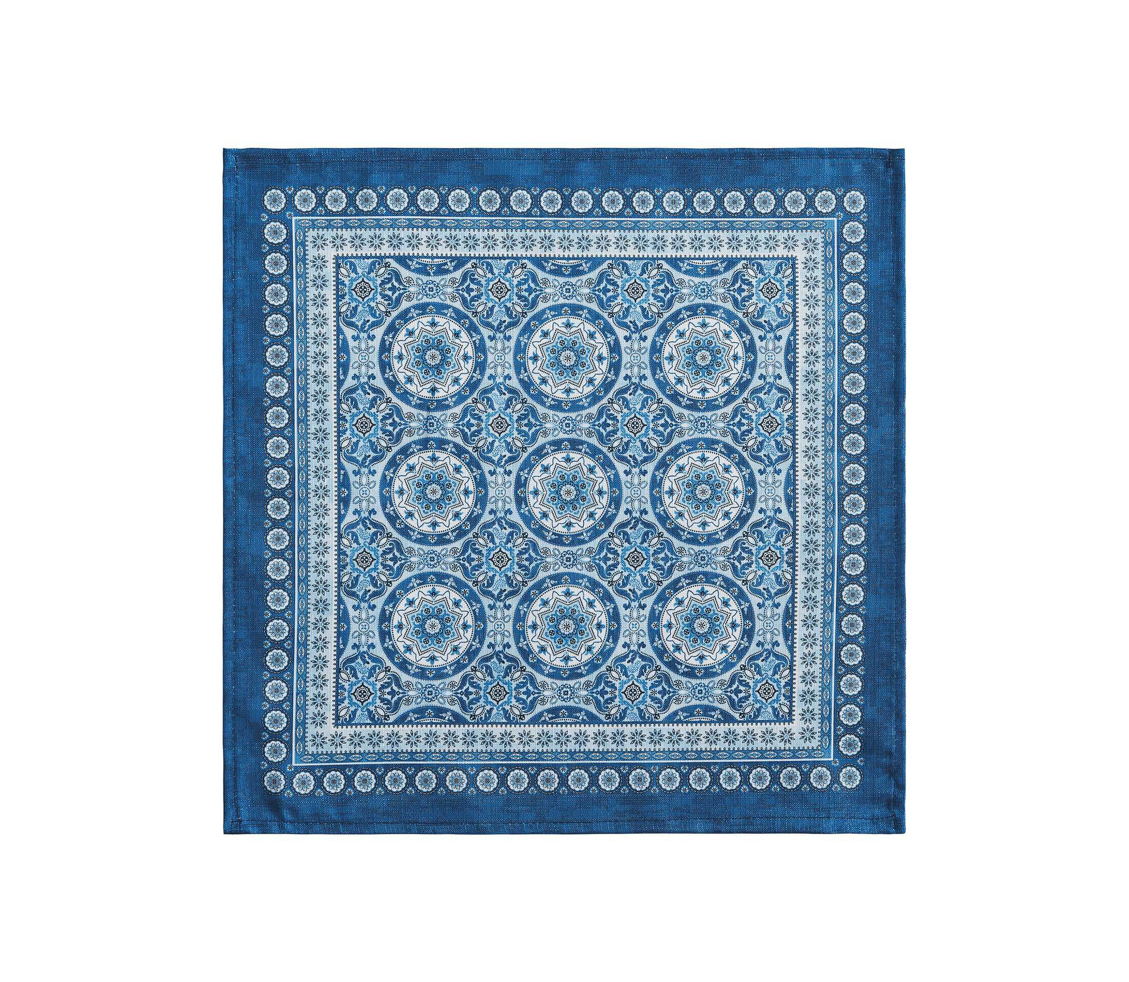 Vietri Medallion Block Print Stain & Water Resistant Indoor/Outdoor Napkins, Set of 4