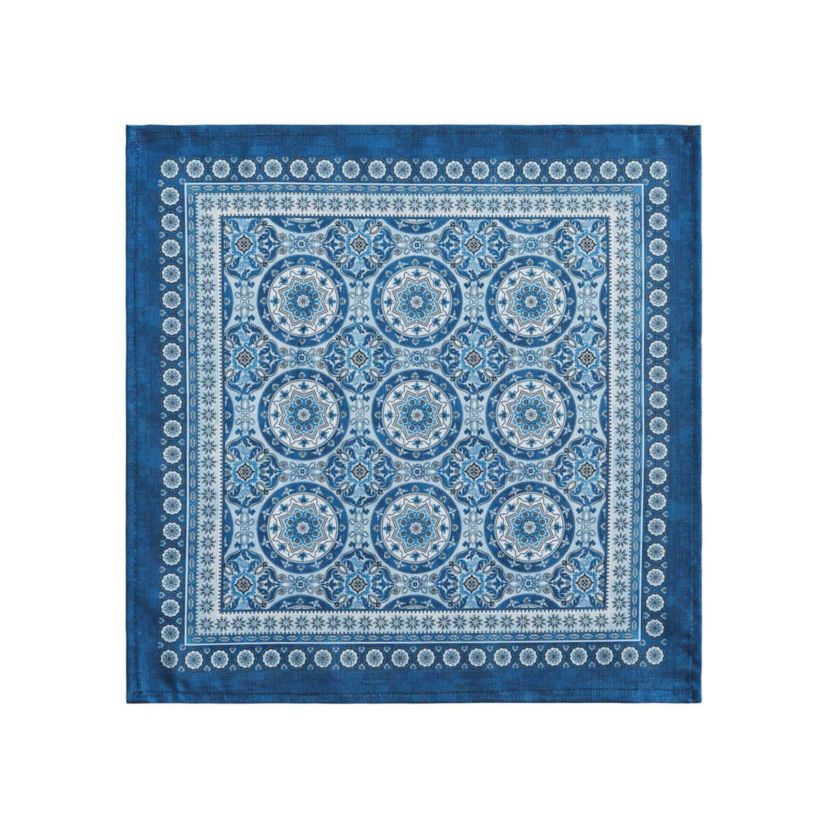 Vietri Medallion Block Print Stain & Water Resistant Indoor/Outdoor Napkins, Set of 4