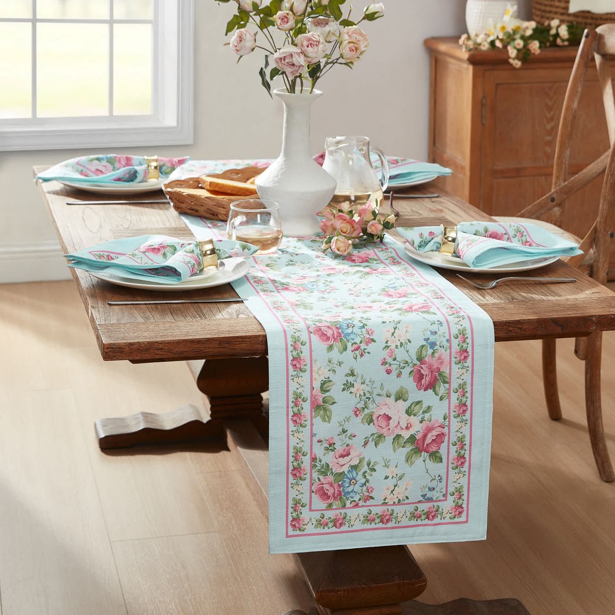 Vintage Floral Garden Table Runner - 13x70
