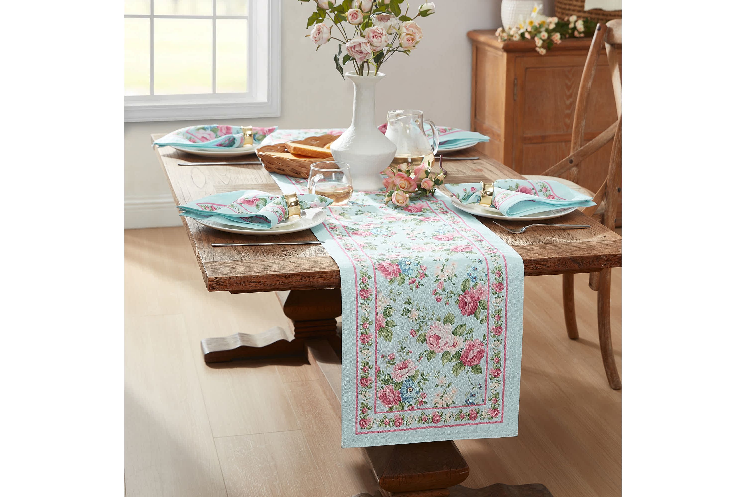Vintage Floral Garden Table Runner - 13x70
