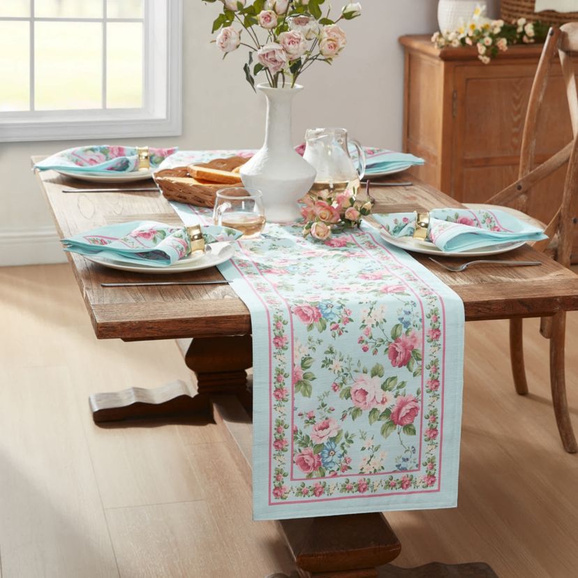 Vintage Floral Garden Table Runner - 13x70