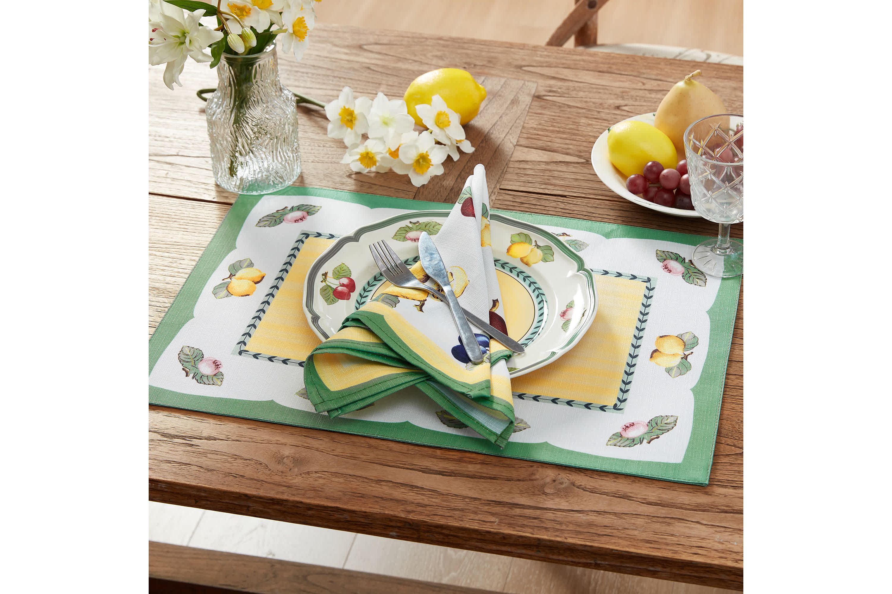 Villeroy & Boch French Garden Stain and Water Resistant Placemats, Set of 4 - 14x20