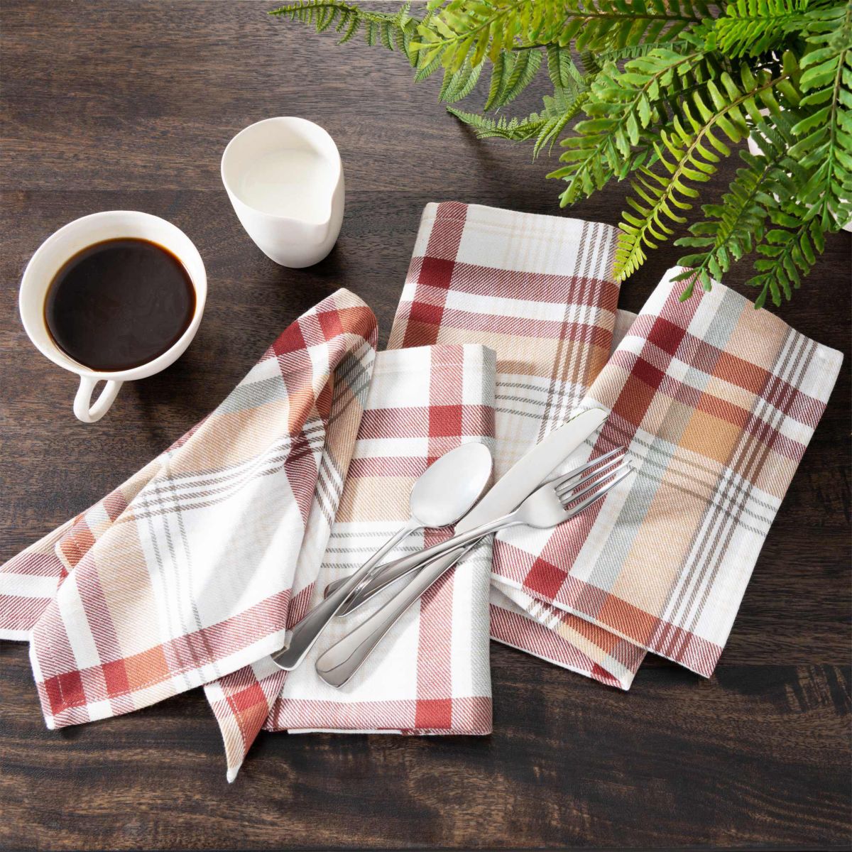 Seneca Plaid Harvest Cotton Napkins, Set of 8