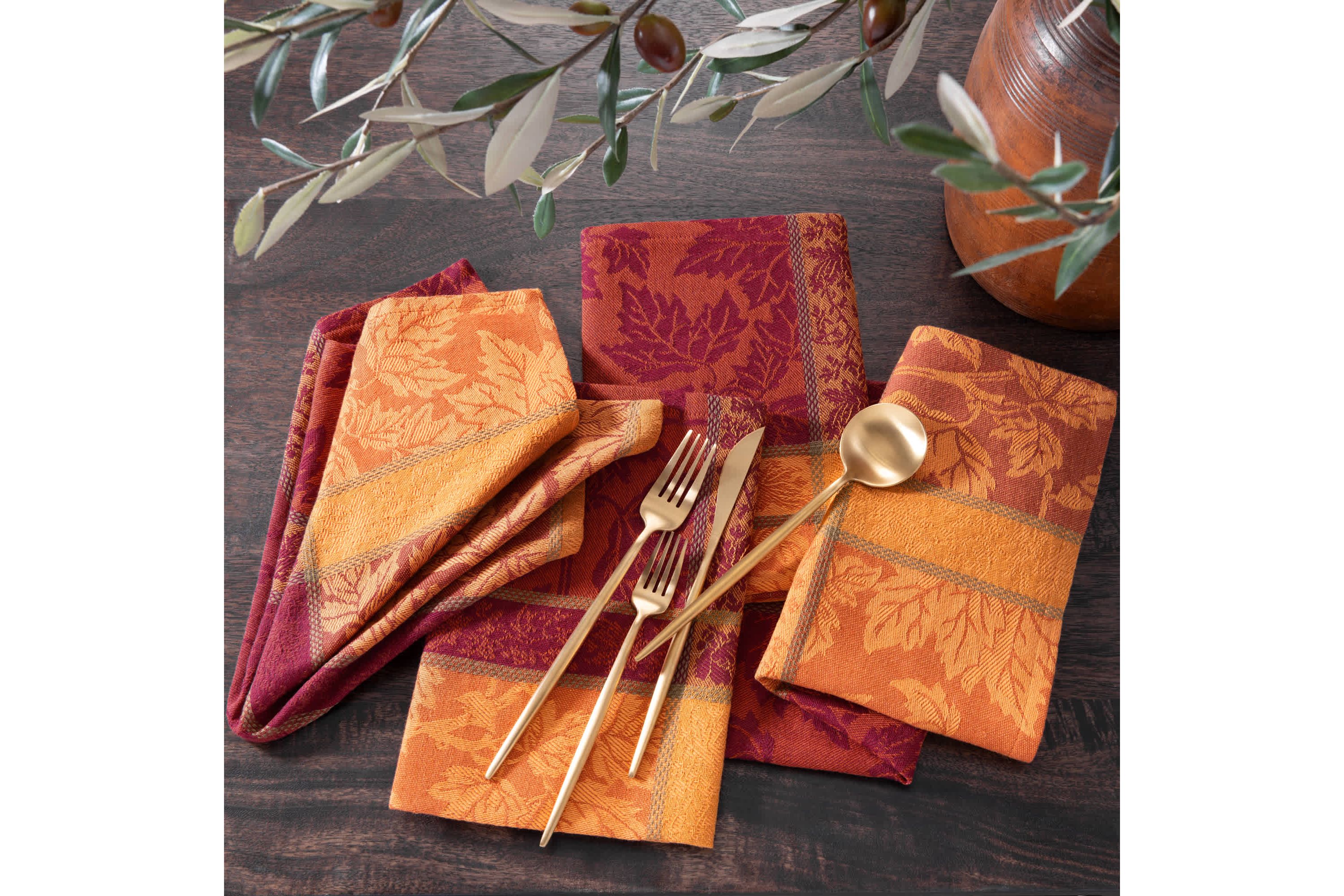 Maplewood Jacquard Harvest Cotton Napkins, Set of 8