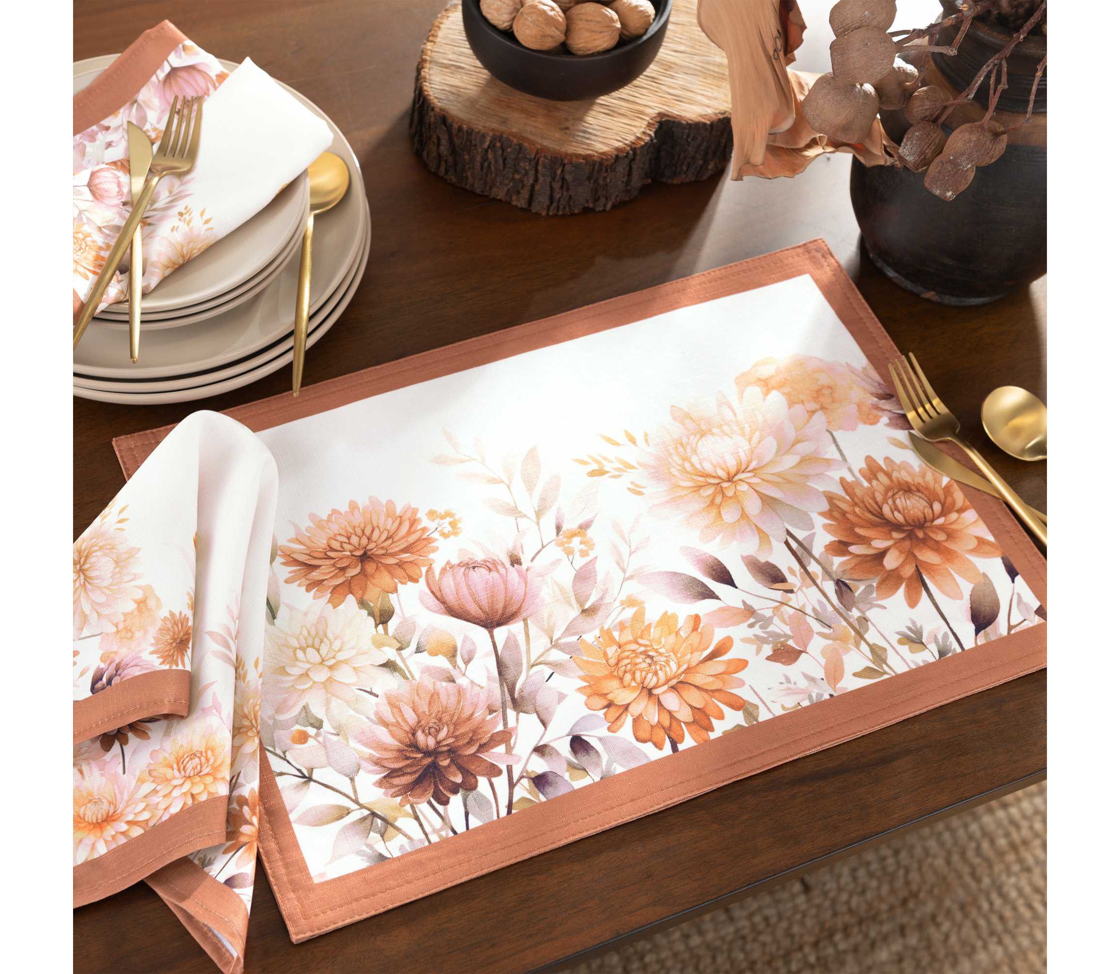 Autumn Blooms Placemats, Set of 4 - 13x19
