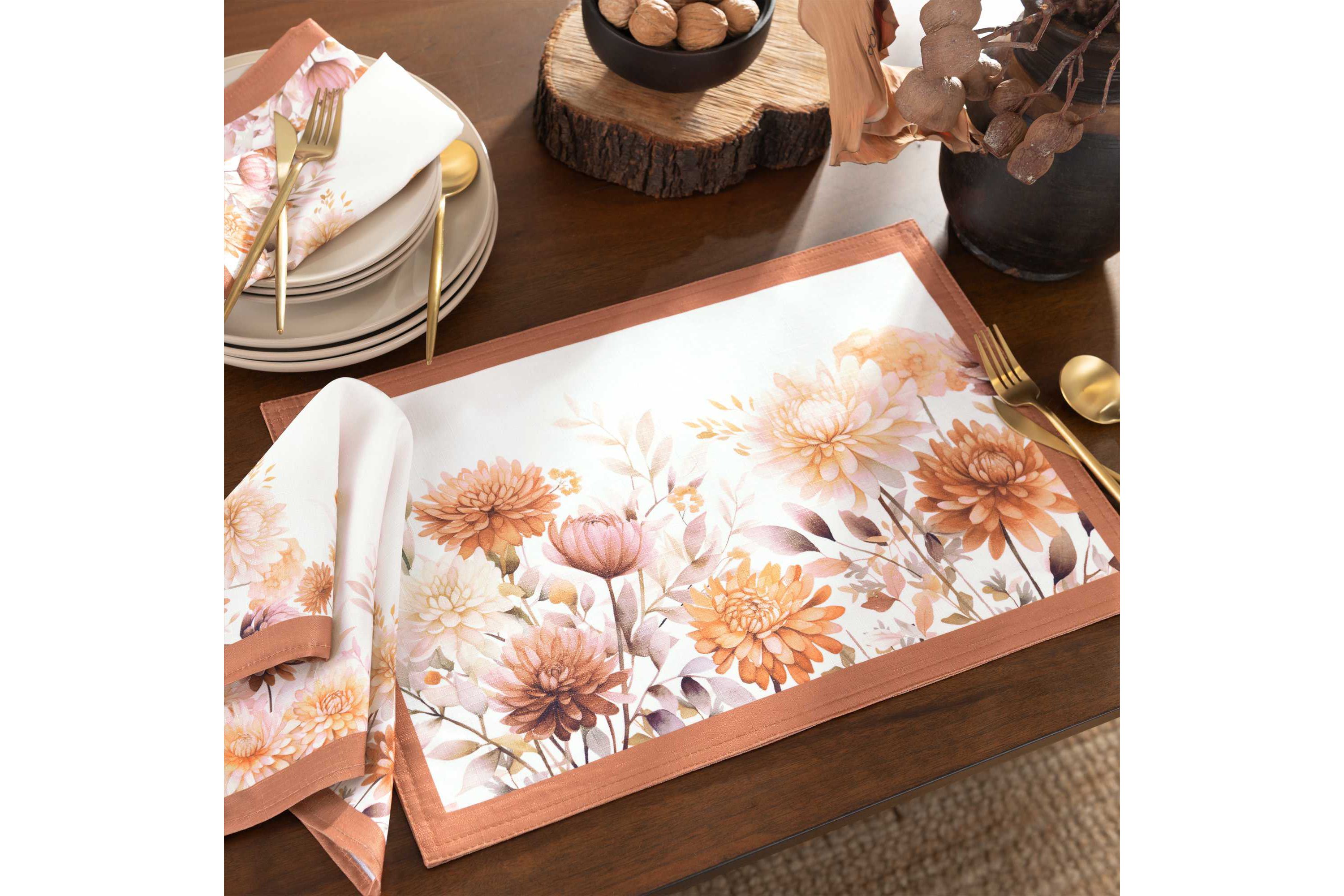 Autumn Blooms Placemats, Set of 4 - 13x19
