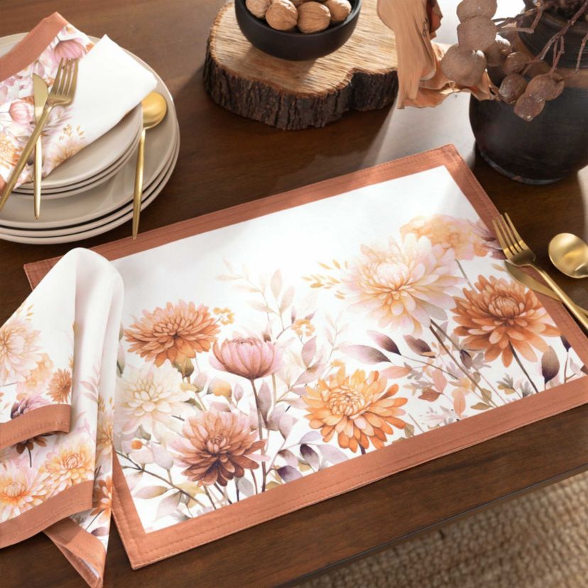 Autumn Blooms Placemats, Set of 4 - 13x19