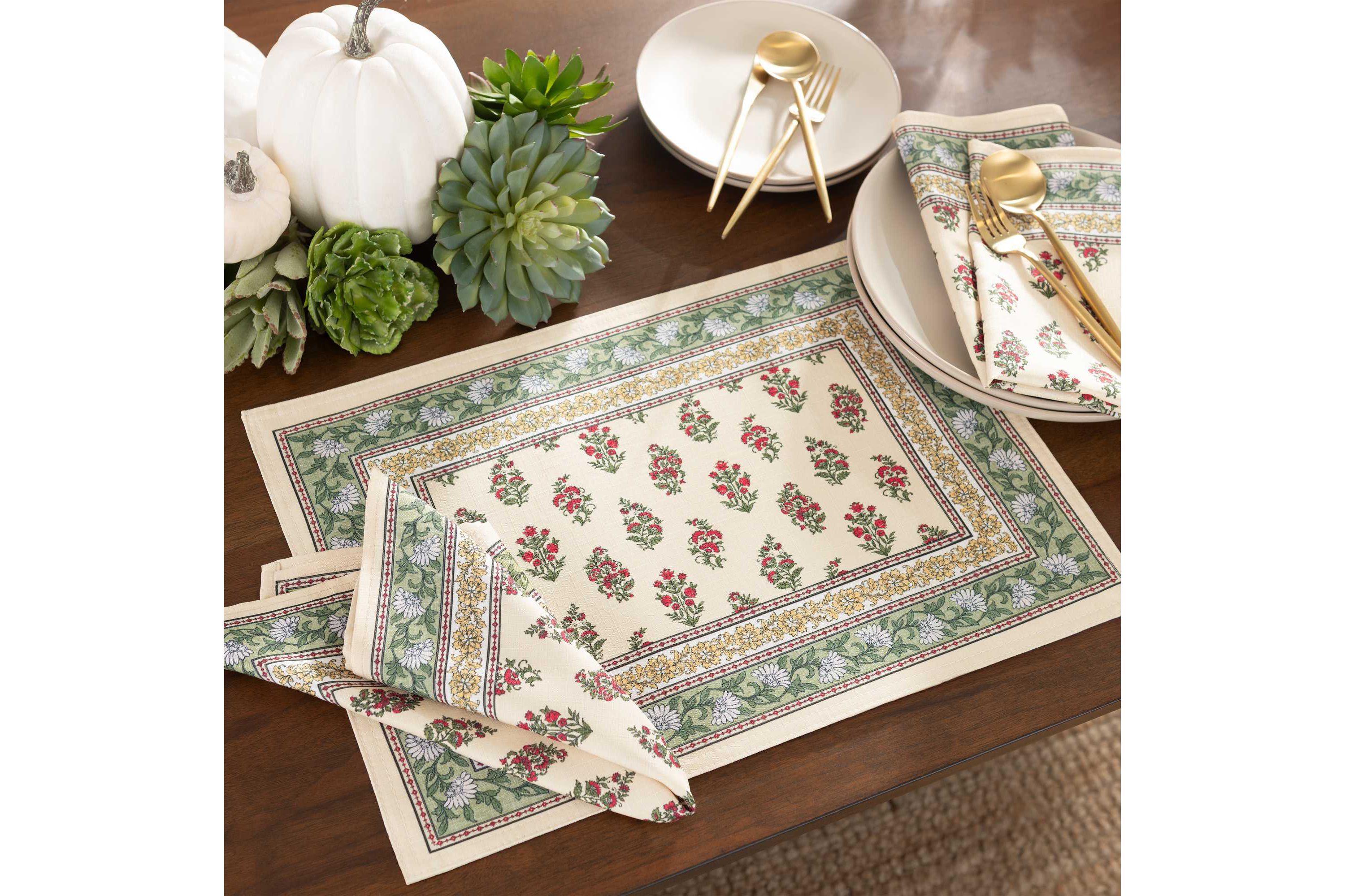 Nomad Harvest Block Print Placemats, Set of 4 - 13x19