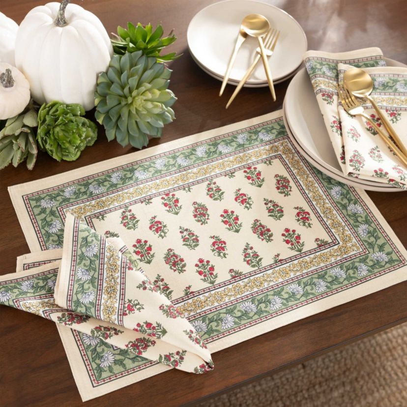 Nomad Harvest Block Print Placemats, Set of 4 - 13x19