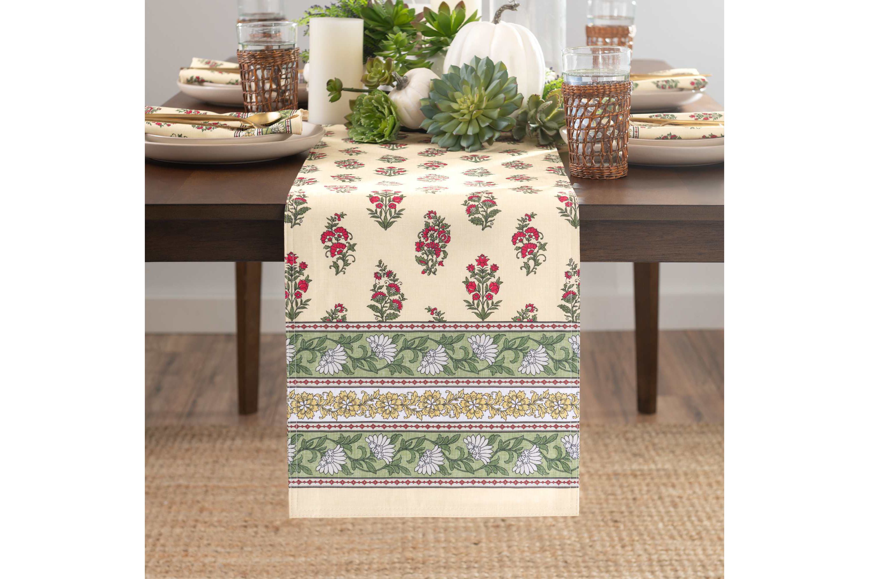 Nomad Harvest Block Print Table Runner - 13x70