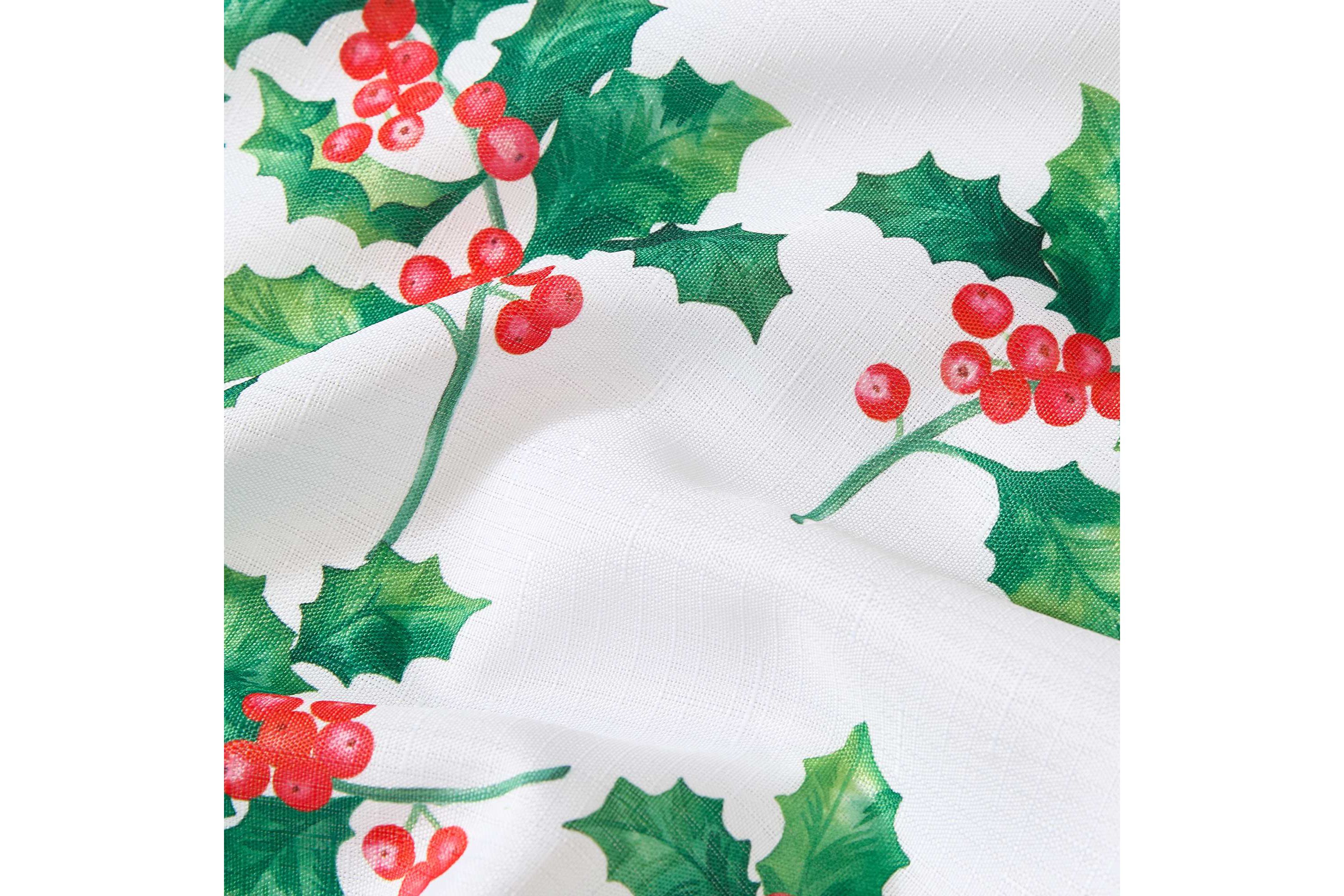 Vintage Holly Scallop Border Napkins, Set of 4