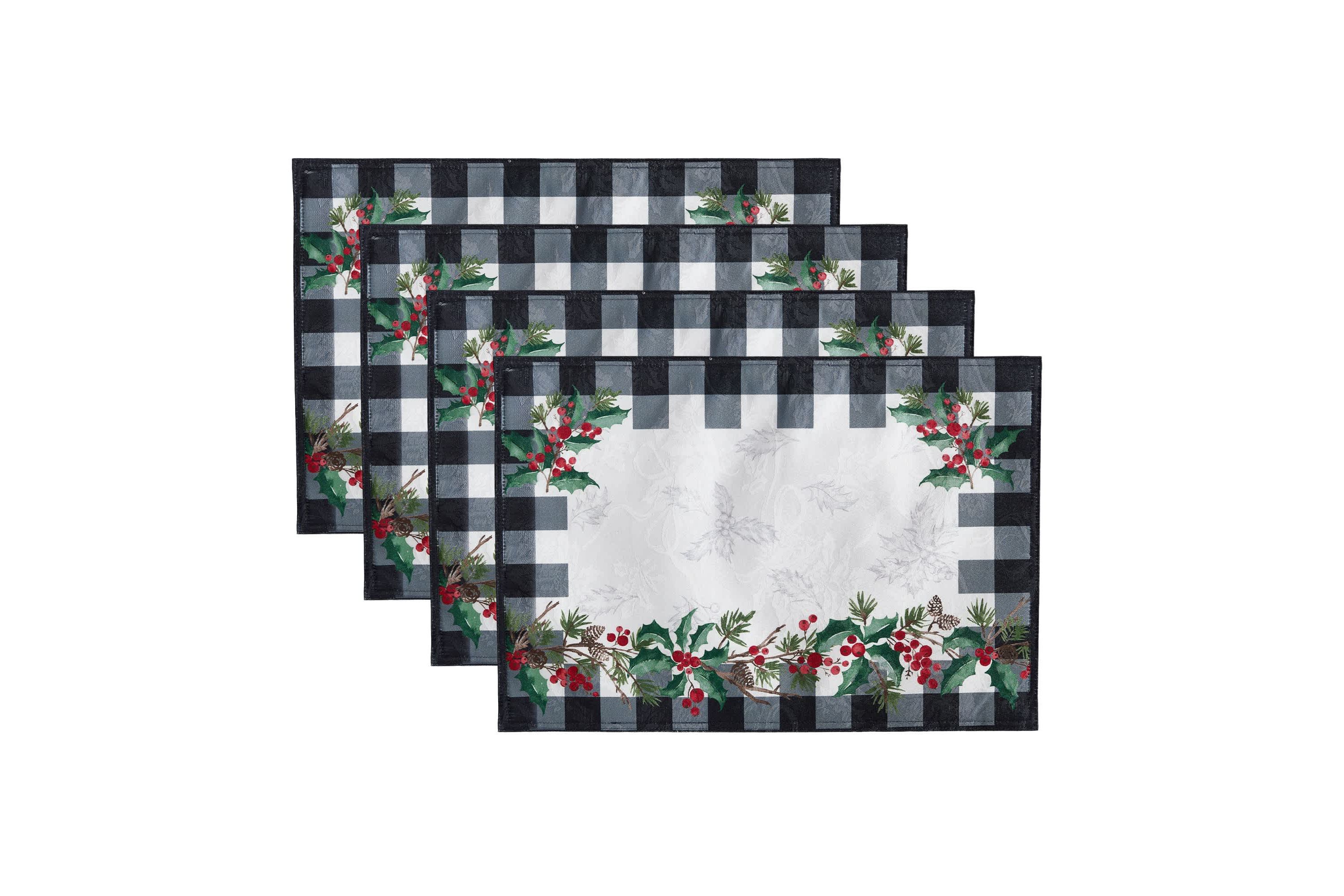 Holly Farmhouse Charm Holiday Fabric Placemats, Set of 4 - 13x19